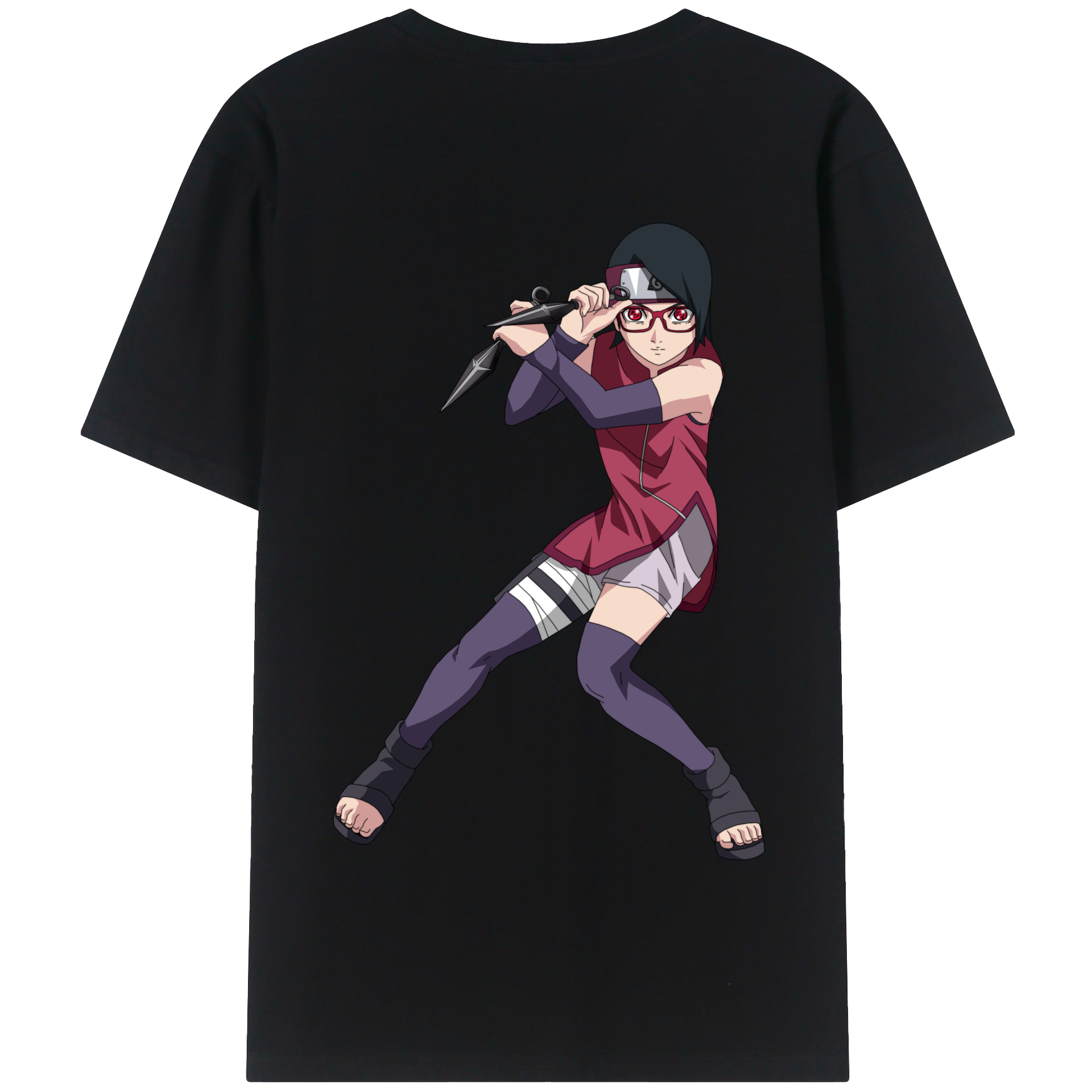 （画像用） NARUTO -ナルト- うちは サラダ Uchiha Sarada 綿100％半袖Tシャツ（背面プリント）