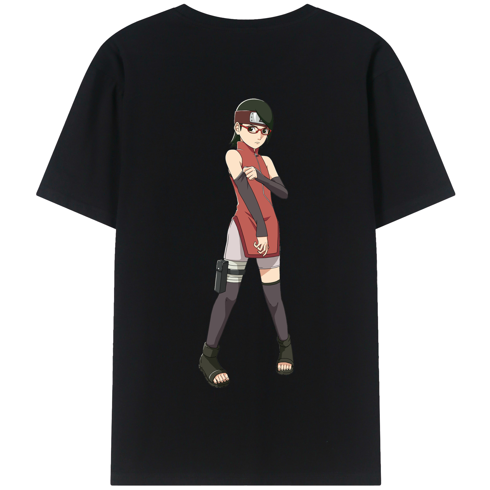 （画像用） NARUTO -ナルト- うちは サラダ Uchiha Sarada 綿100％半袖Tシャツ（背面プリント）