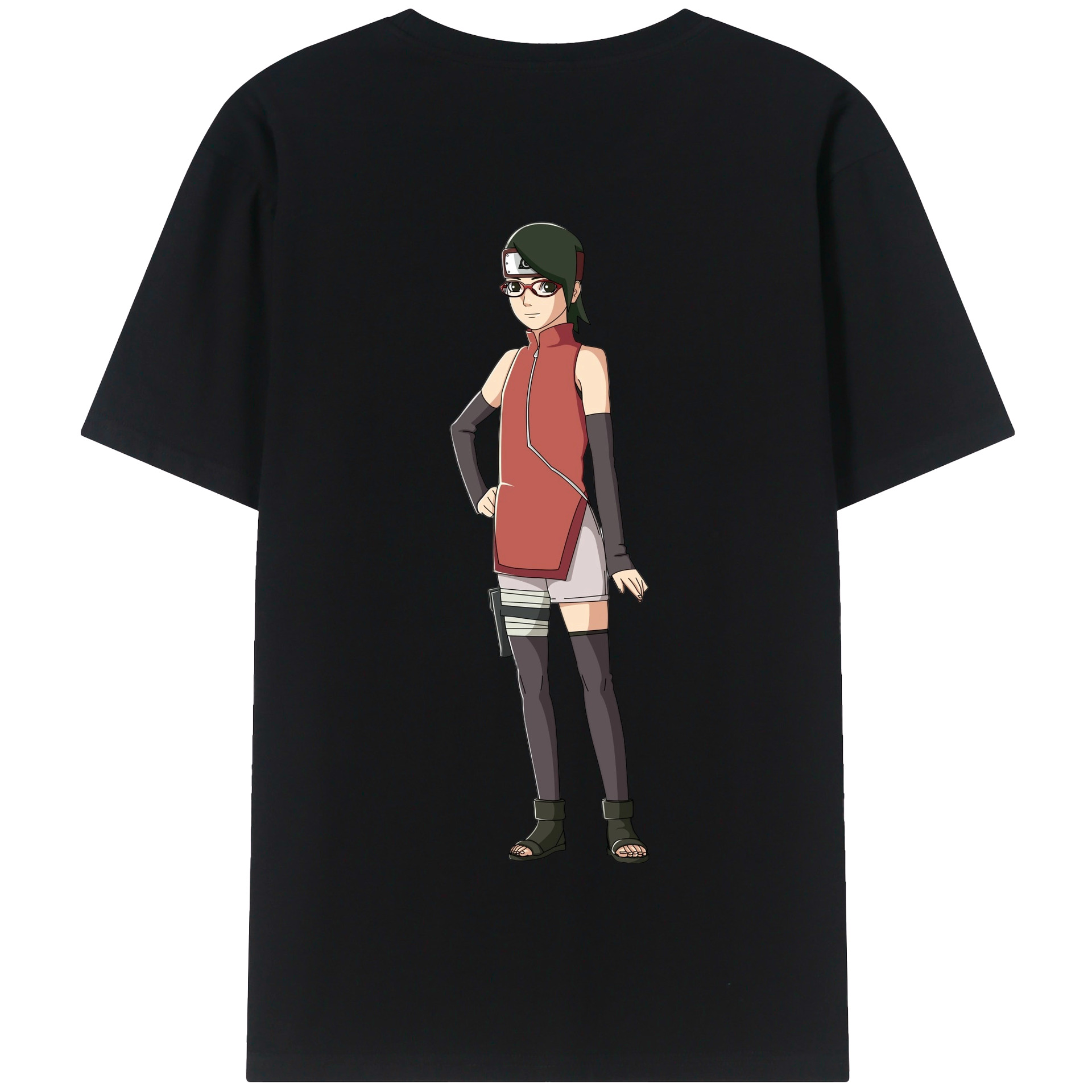 （画像用） NARUTO -ナルト- うちは サラダ Uchiha Sarada 綿100％半袖Tシャツ（背面プリント）