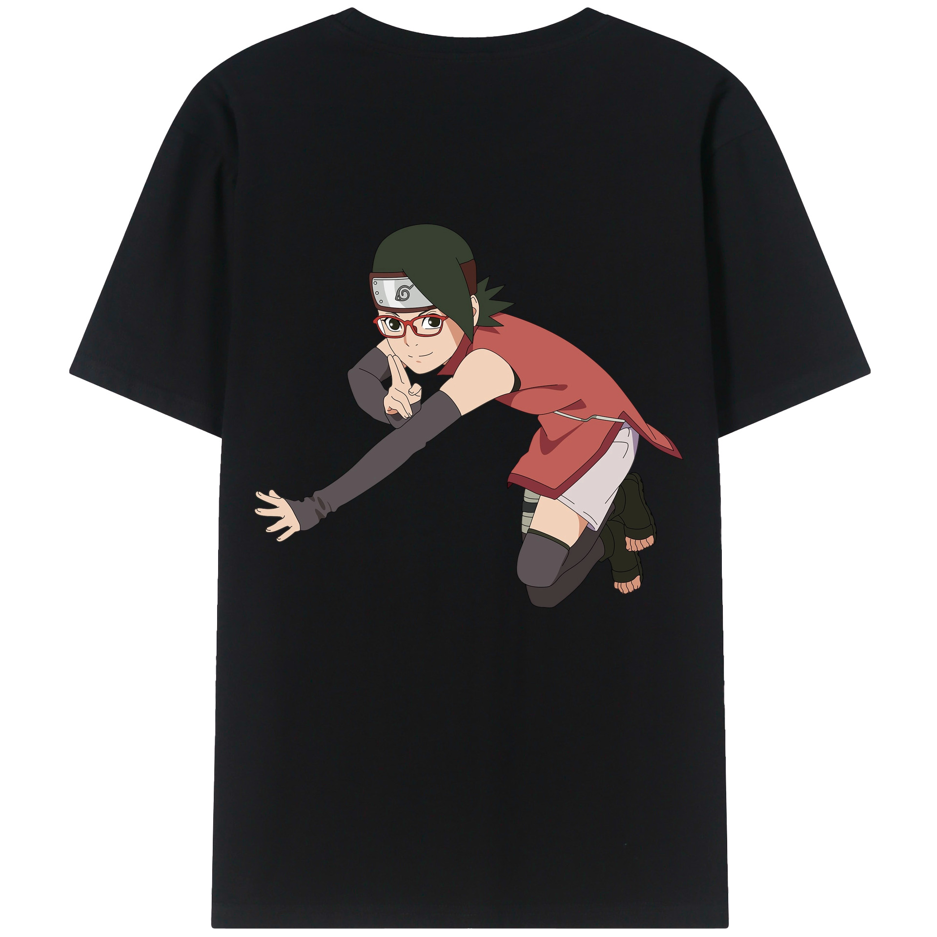 （画像用） NARUTO -ナルト- うちは サラダ Uchiha Sarada 綿100％半袖Tシャツ（背面プリント）