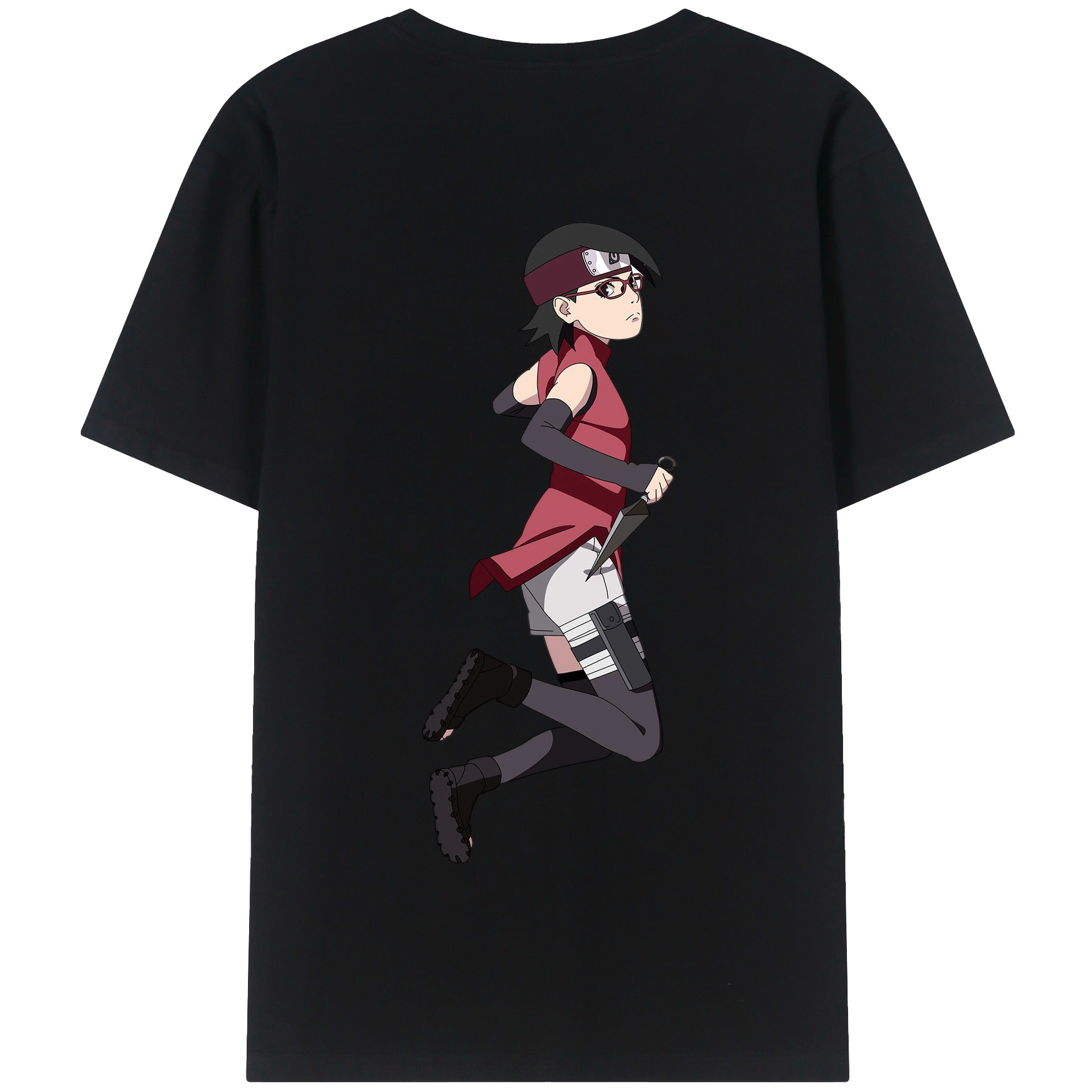 （画像用） NARUTO -ナルト- うちは サラダ Uchiha Sarada 綿100％半袖Tシャツ（背面プリント）