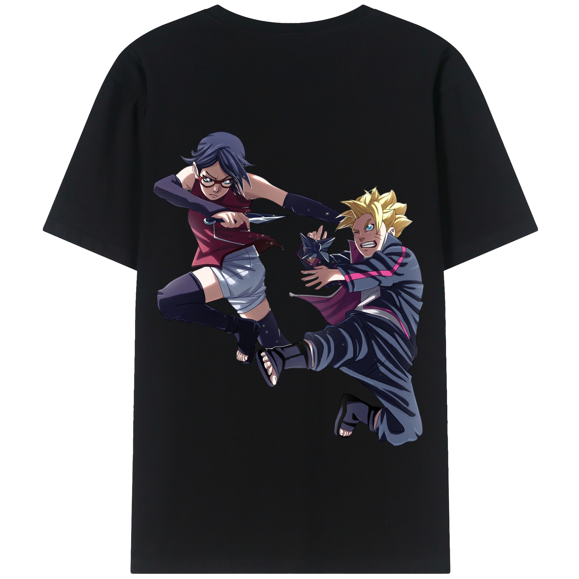 （画像用） NARUTO -ナルト- うちは サラダ Uchiha Sarada 綿100％半袖Tシャツ（背面プリント）
