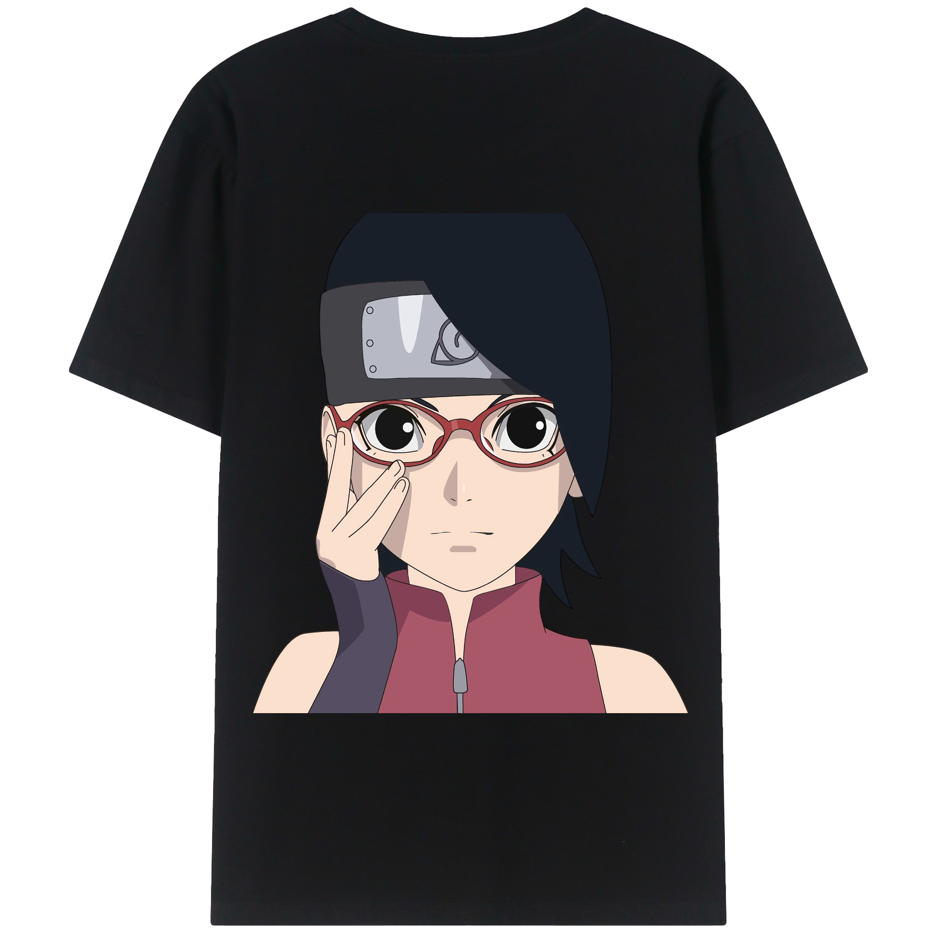 （画像用） NARUTO -ナルト- うちは サラダ Uchiha Sarada 綿100％半袖Tシャツ（背面プリント）