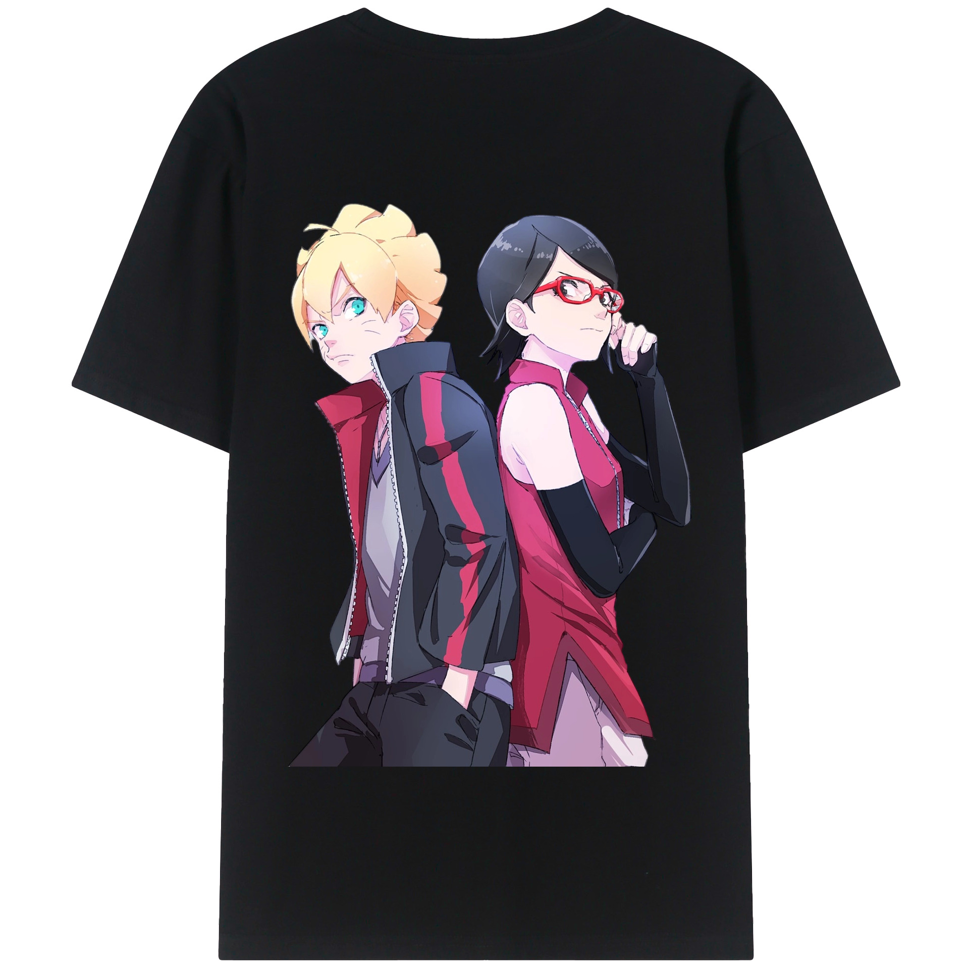 （画像用） NARUTO -ナルト- うちは サラダ Uchiha Sarada 綿100％半袖Tシャツ（背面プリント）