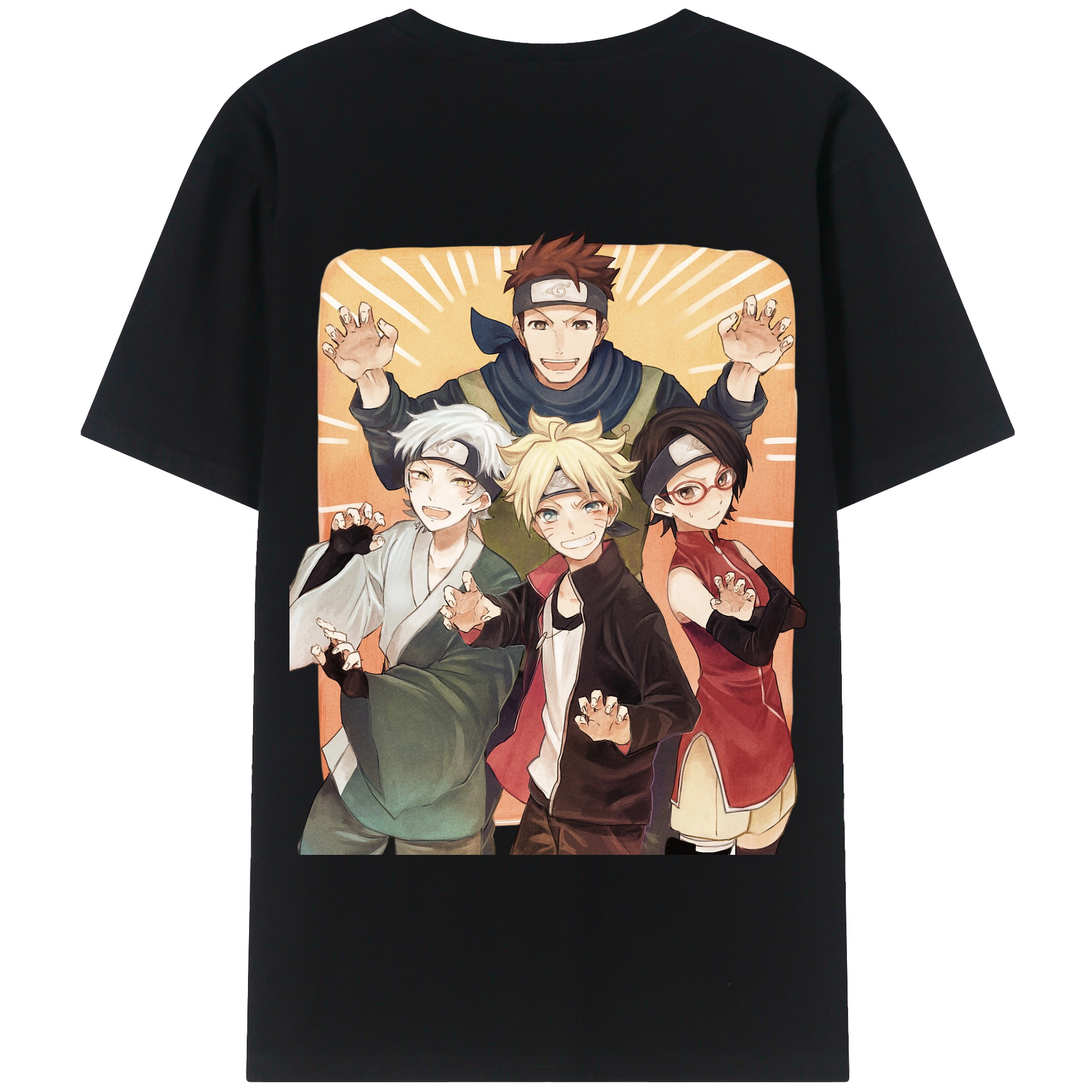 （画像用） NARUTO -ナルト- うちは サラダ Uchiha Sarada 綿100％半袖Tシャツ（背面プリント）