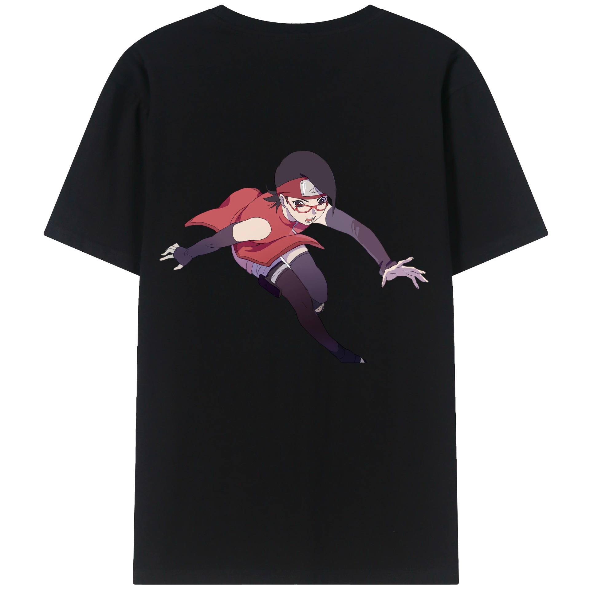 （画像用） NARUTO -ナルト- うちは サラダ Uchiha Sarada 綿100％半袖Tシャツ（背面プリント）