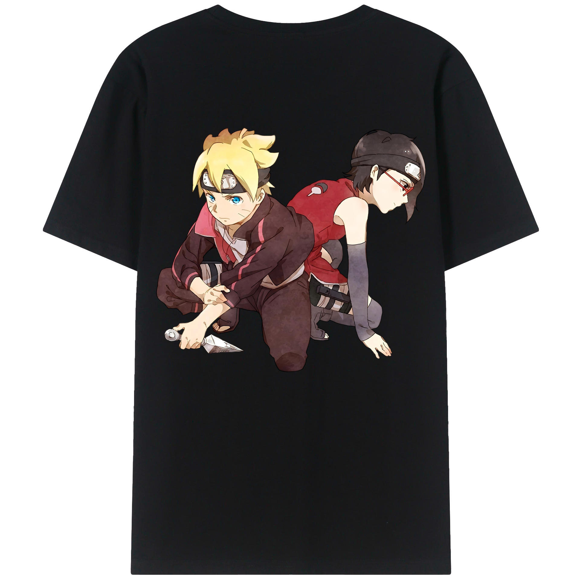 （画像用） NARUTO -ナルト- うちは サラダ Uchiha Sarada 綿100％半袖Tシャツ（背面プリント）