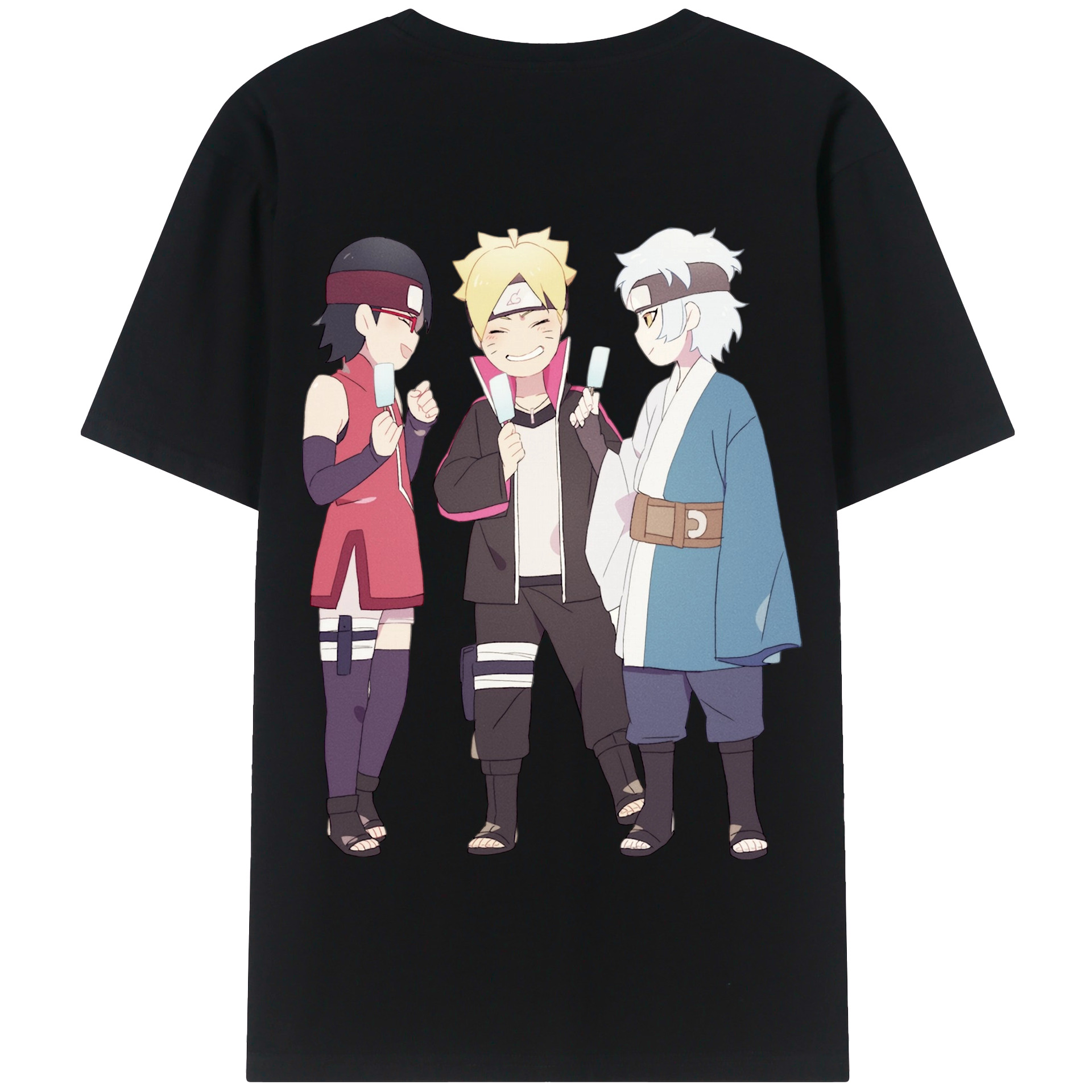 （画像用） NARUTO -ナルト- うちは サラダ Uchiha Sarada 綿100％半袖Tシャツ（背面プリント）