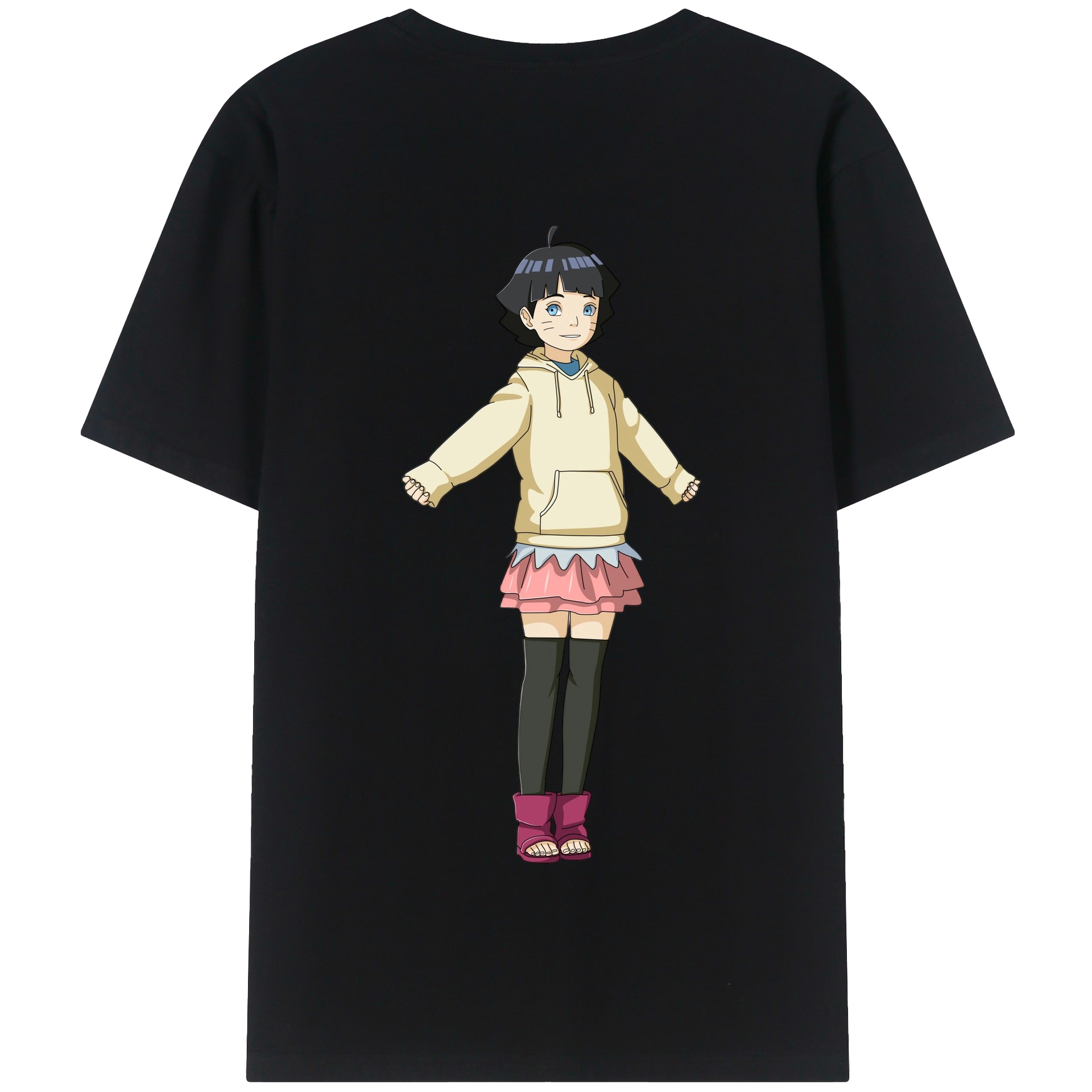 （画像用） NARUTO -ナルト- うずまき ヒマワリ Uzumaki Himawari 綿100％半袖Tシャツ（背面プリント）