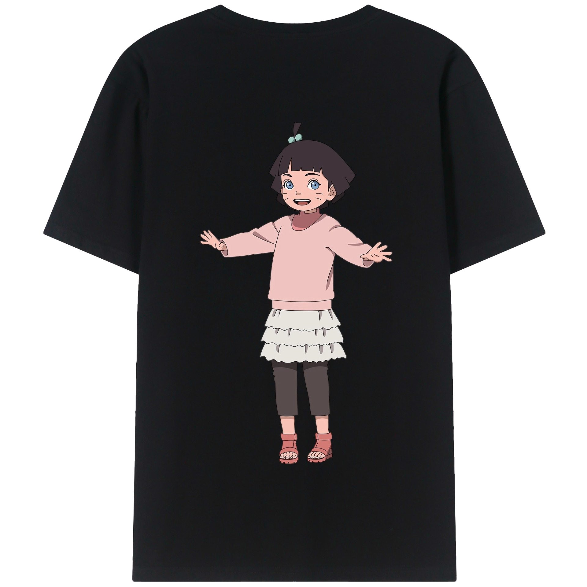 （画像用） NARUTO -ナルト- うずまき ヒマワリ Uzumaki Himawari 綿100％半袖Tシャツ（背面プリント）