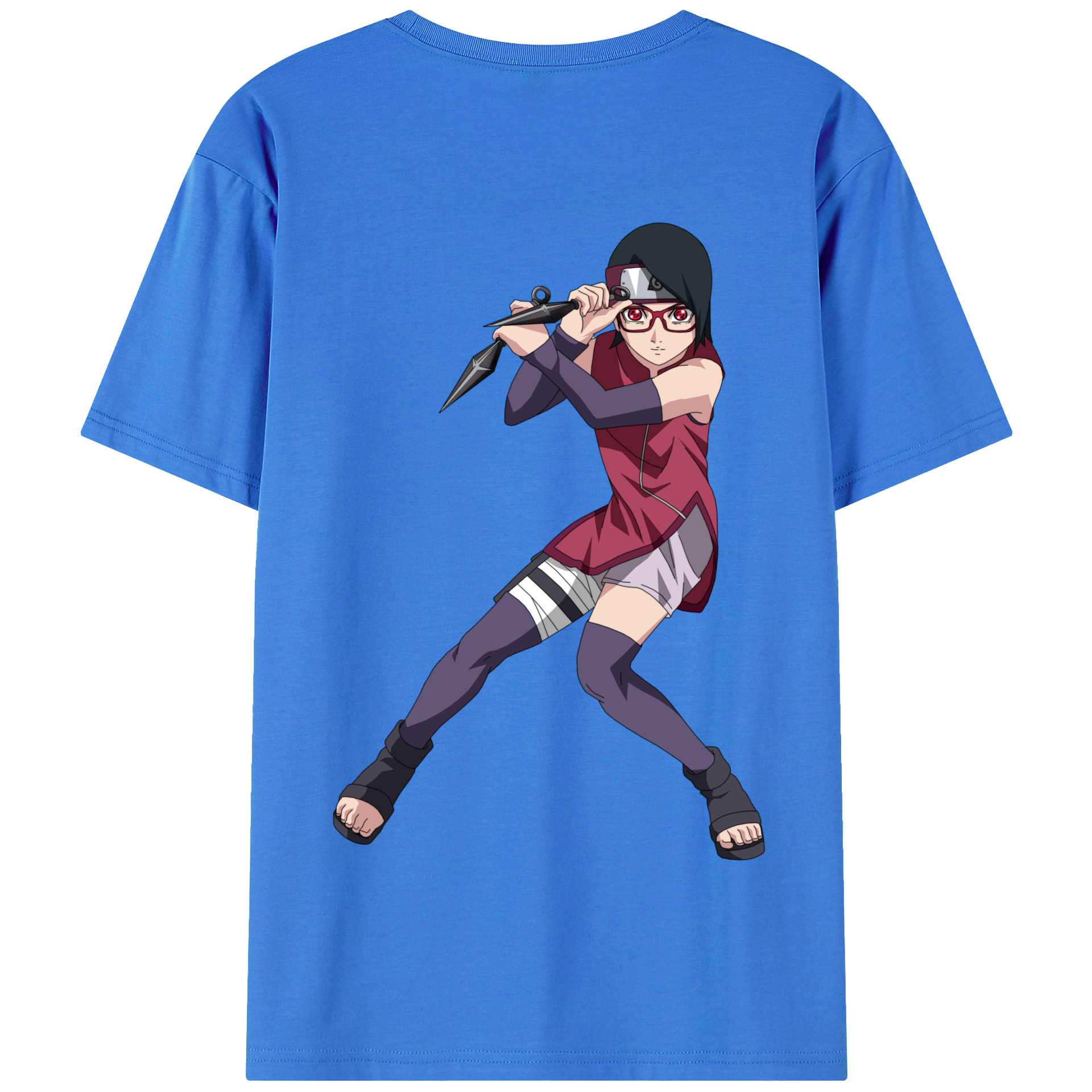 （画像用） NARUTO -ナルト- うちは サラダ Uchiha Sarada 綿100％半袖Tシャツ（背面プリント）