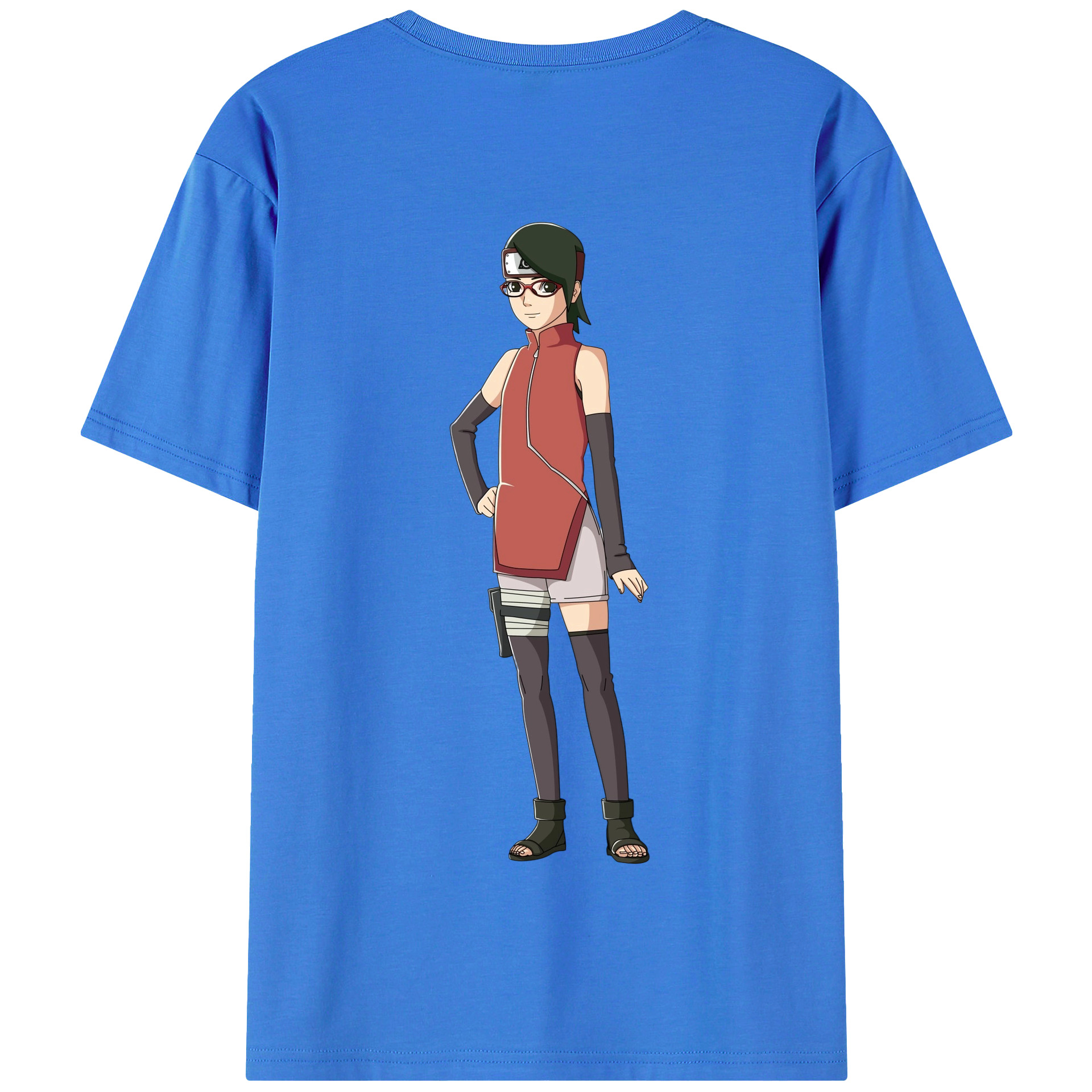 （画像用） NARUTO -ナルト- うちは サラダ Uchiha Sarada 綿100％半袖Tシャツ（背面プリント）
