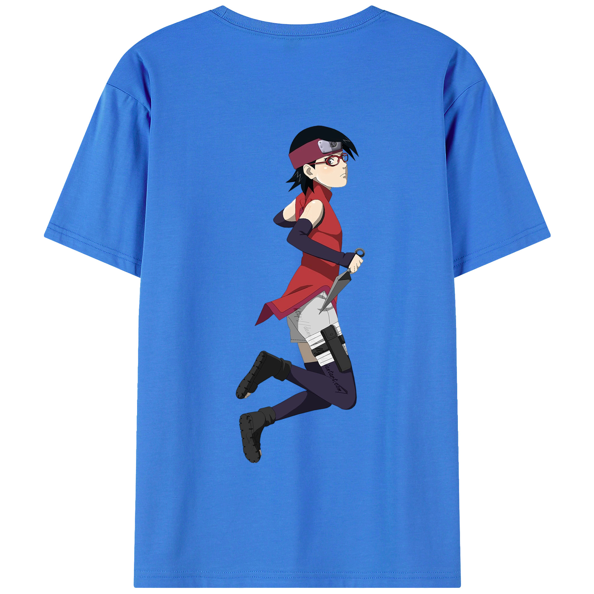 （画像用） NARUTO -ナルト- うちは サラダ Uchiha Sarada 綿100％半袖Tシャツ（背面プリント）