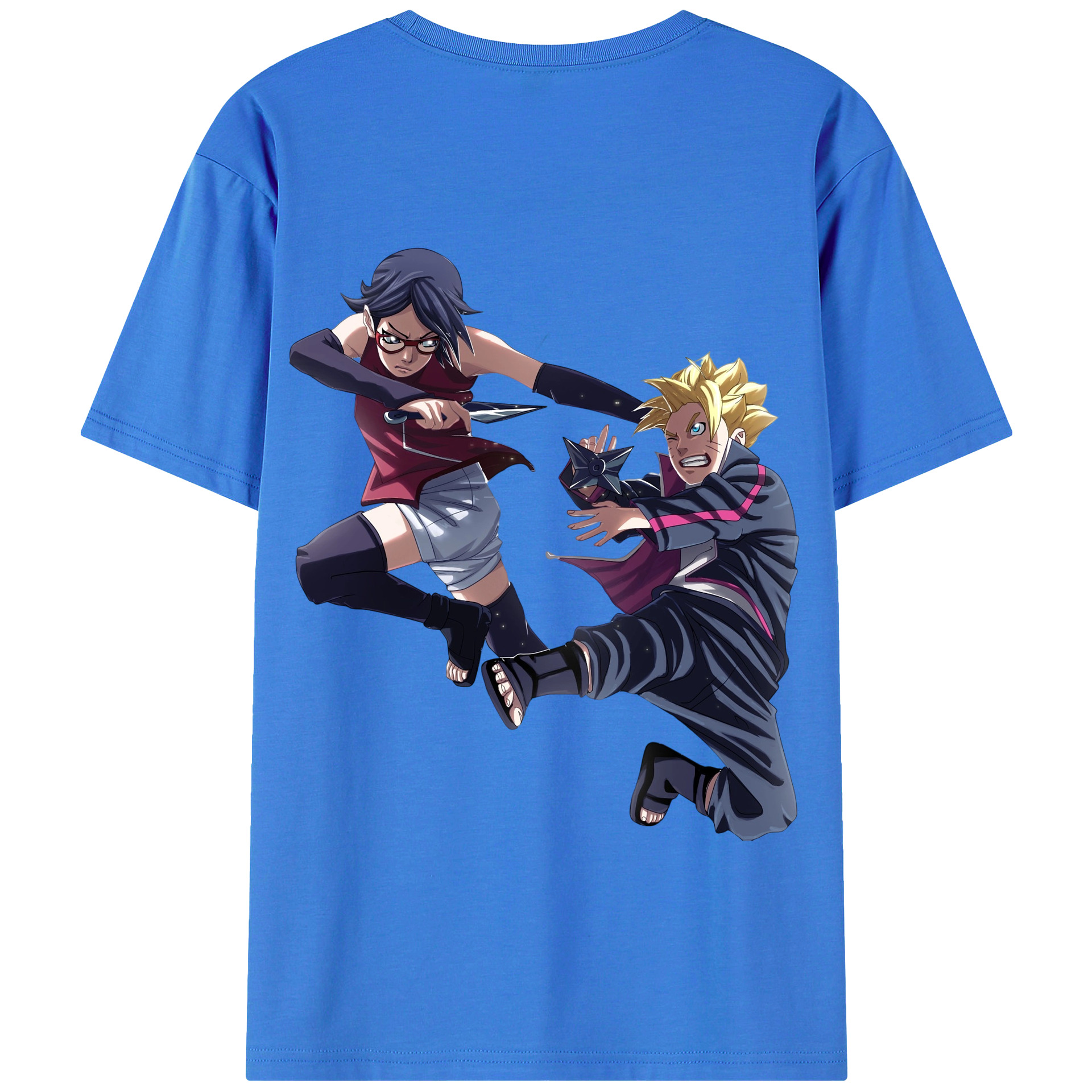 （画像用） NARUTO -ナルト- うちは サラダ Uchiha Sarada 綿100％半袖Tシャツ（背面プリント）