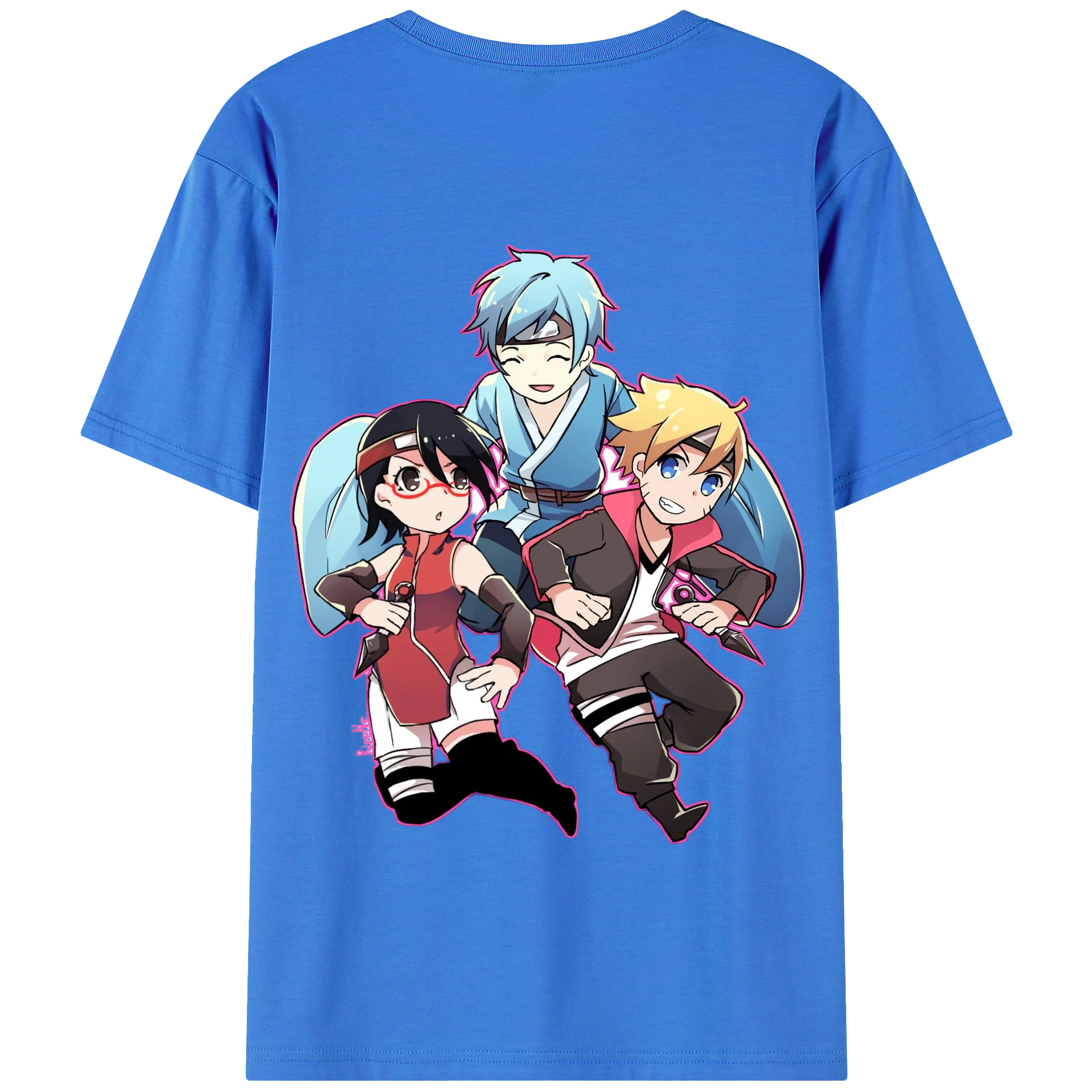 （画像用） NARUTO -ナルト- うちは サラダ Uchiha Sarada 綿100％半袖Tシャツ（背面プリント）