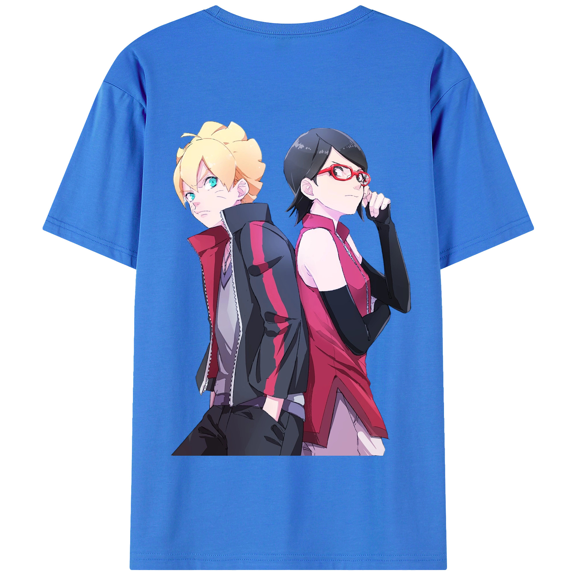 （画像用） NARUTO -ナルト- うちは サラダ Uchiha Sarada 綿100％半袖Tシャツ（背面プリント）