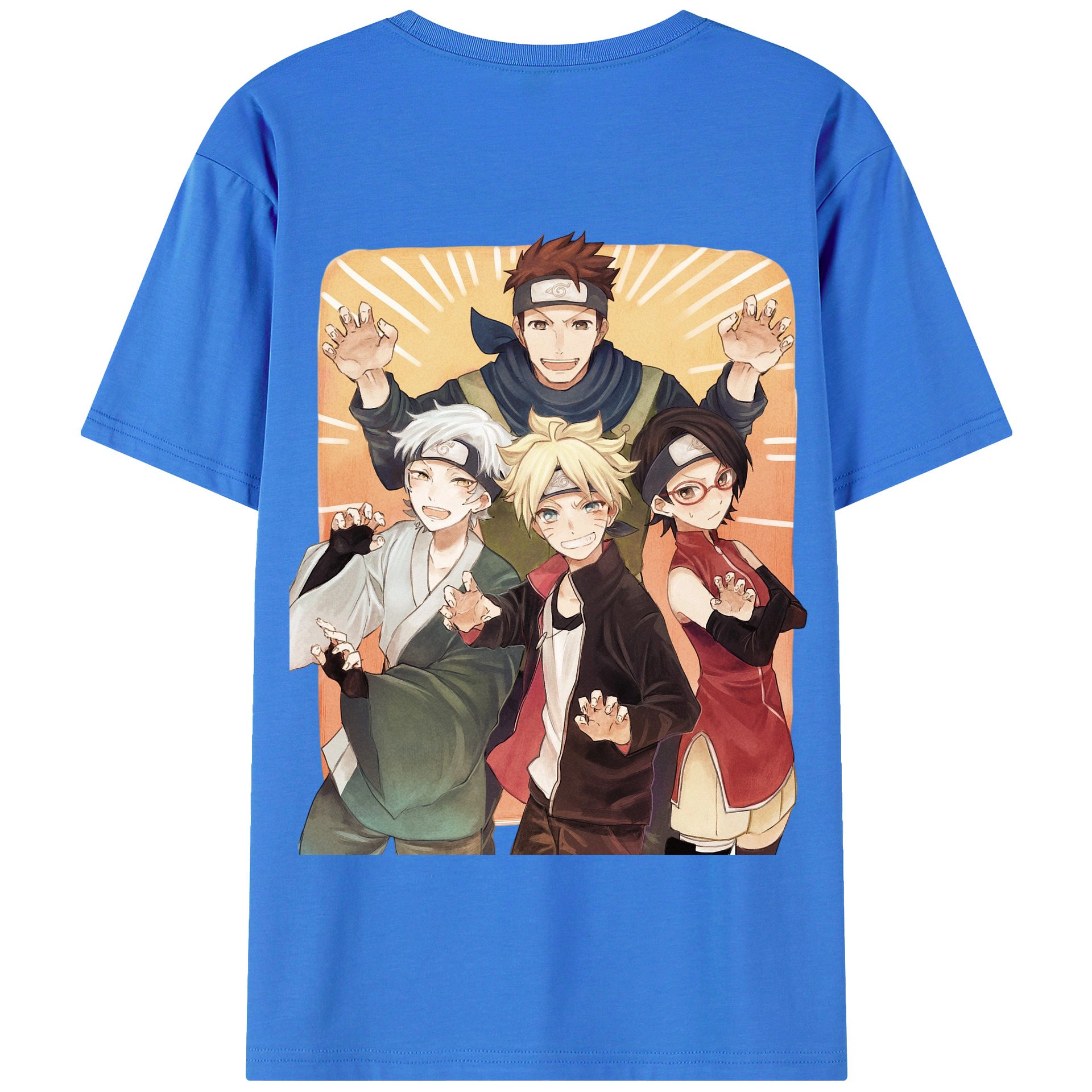 （画像用） NARUTO -ナルト- うちは サラダ Uchiha Sarada 綿100％半袖Tシャツ（背面プリント）