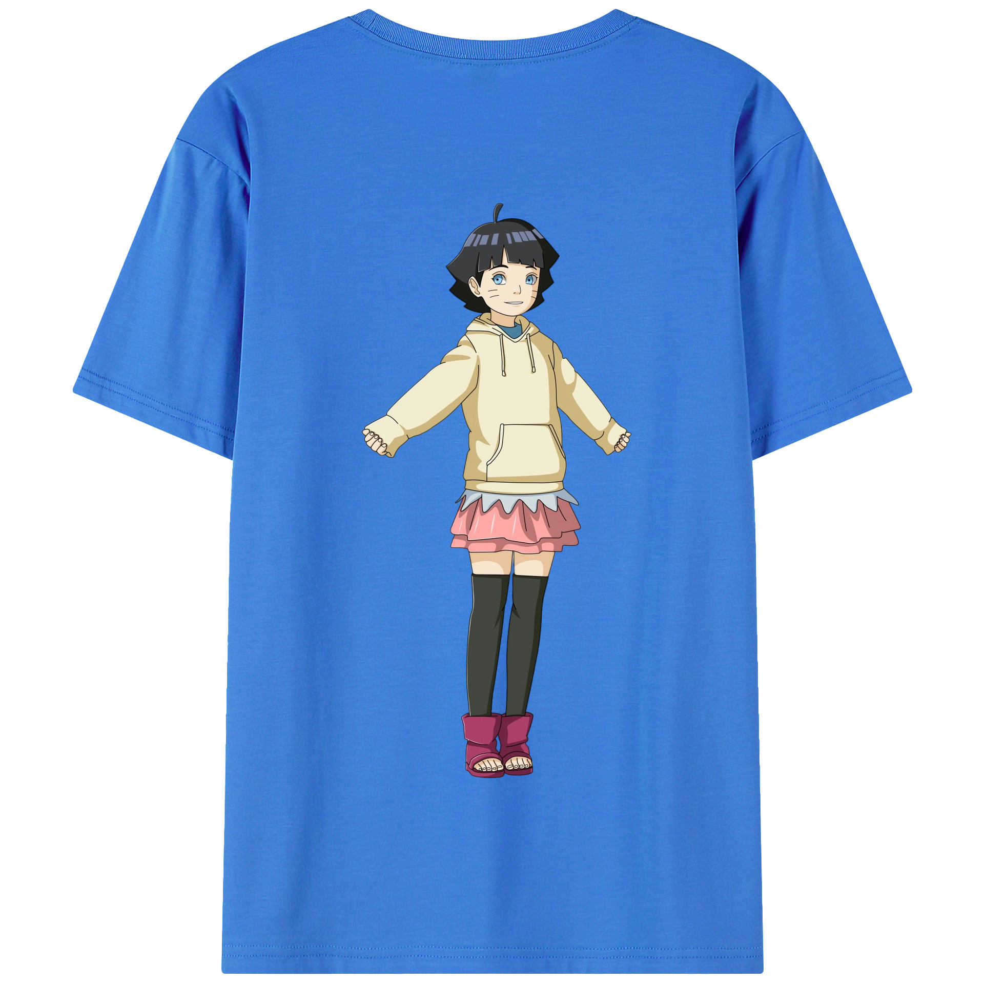 （画像用） NARUTO -ナルト- うずまき ヒマワリ Uzumaki Himawari 綿100％半袖Tシャツ（背面プリント）