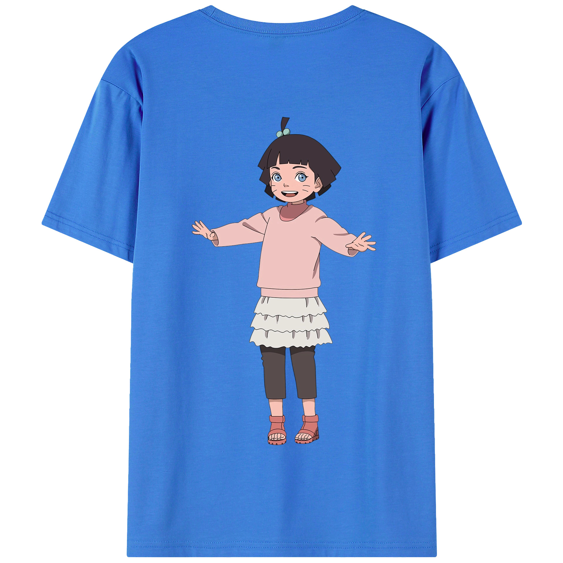 （画像用） NARUTO -ナルト- うずまき ヒマワリ Uzumaki Himawari 綿100％半袖Tシャツ（背面プリント）