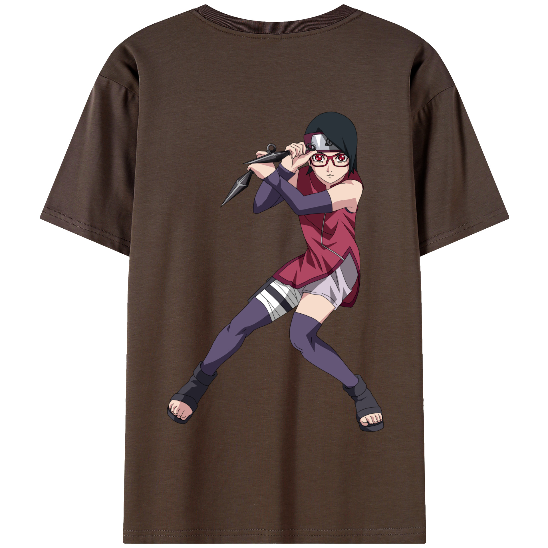 （画像用） NARUTO -ナルト- うちは サラダ Uchiha Sarada 綿100％半袖Tシャツ（背面プリント）
