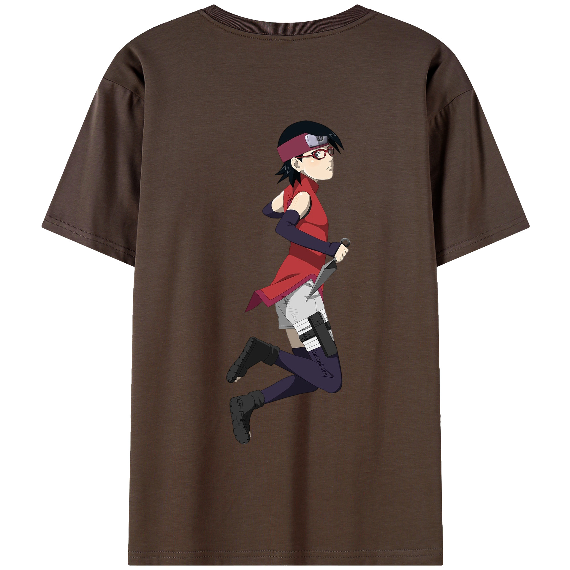 （画像用） NARUTO -ナルト- うちは サラダ Uchiha Sarada 綿100％半袖Tシャツ（背面プリント）