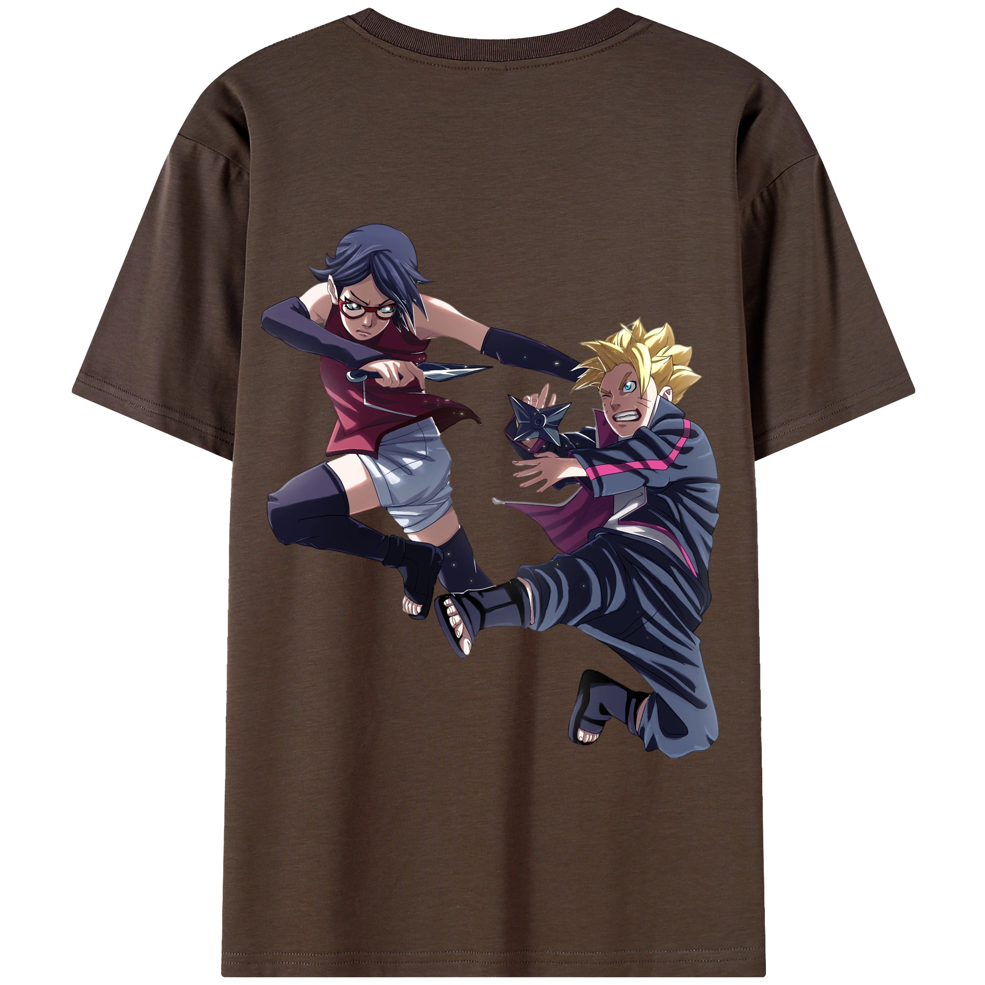 （画像用） NARUTO -ナルト- うちは サラダ Uchiha Sarada 綿100％半袖Tシャツ（背面プリント）