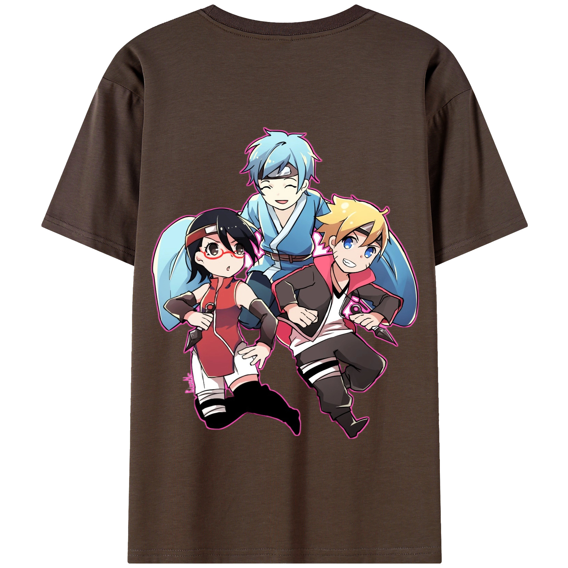 （画像用） NARUTO -ナルト- うちは サラダ Uchiha Sarada 綿100％半袖Tシャツ（背面プリント）