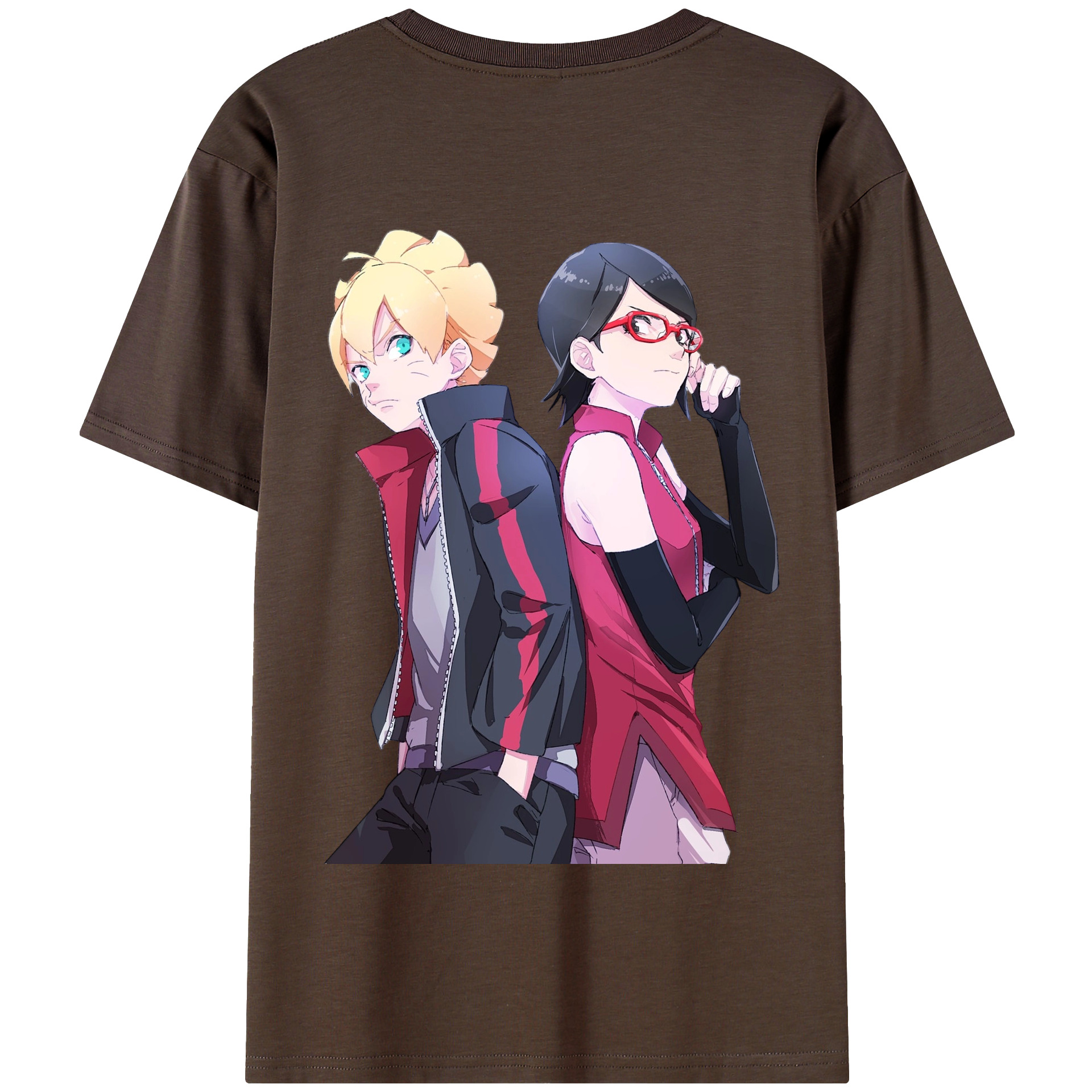 （画像用） NARUTO -ナルト- うちは サラダ Uchiha Sarada 綿100％半袖Tシャツ（背面プリント）