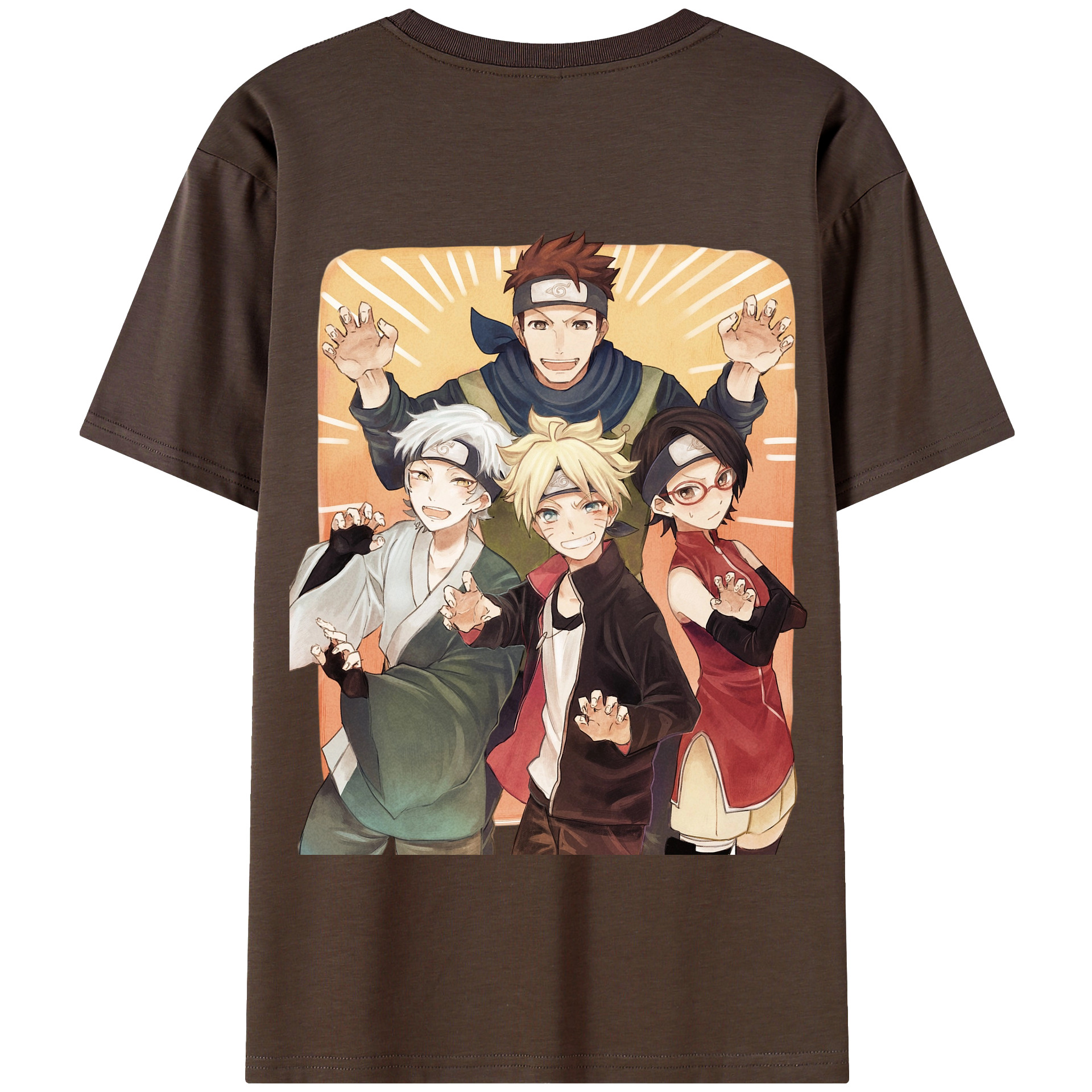 （画像用） NARUTO -ナルト- うちは サラダ Uchiha Sarada 綿100％半袖Tシャツ（背面プリント）