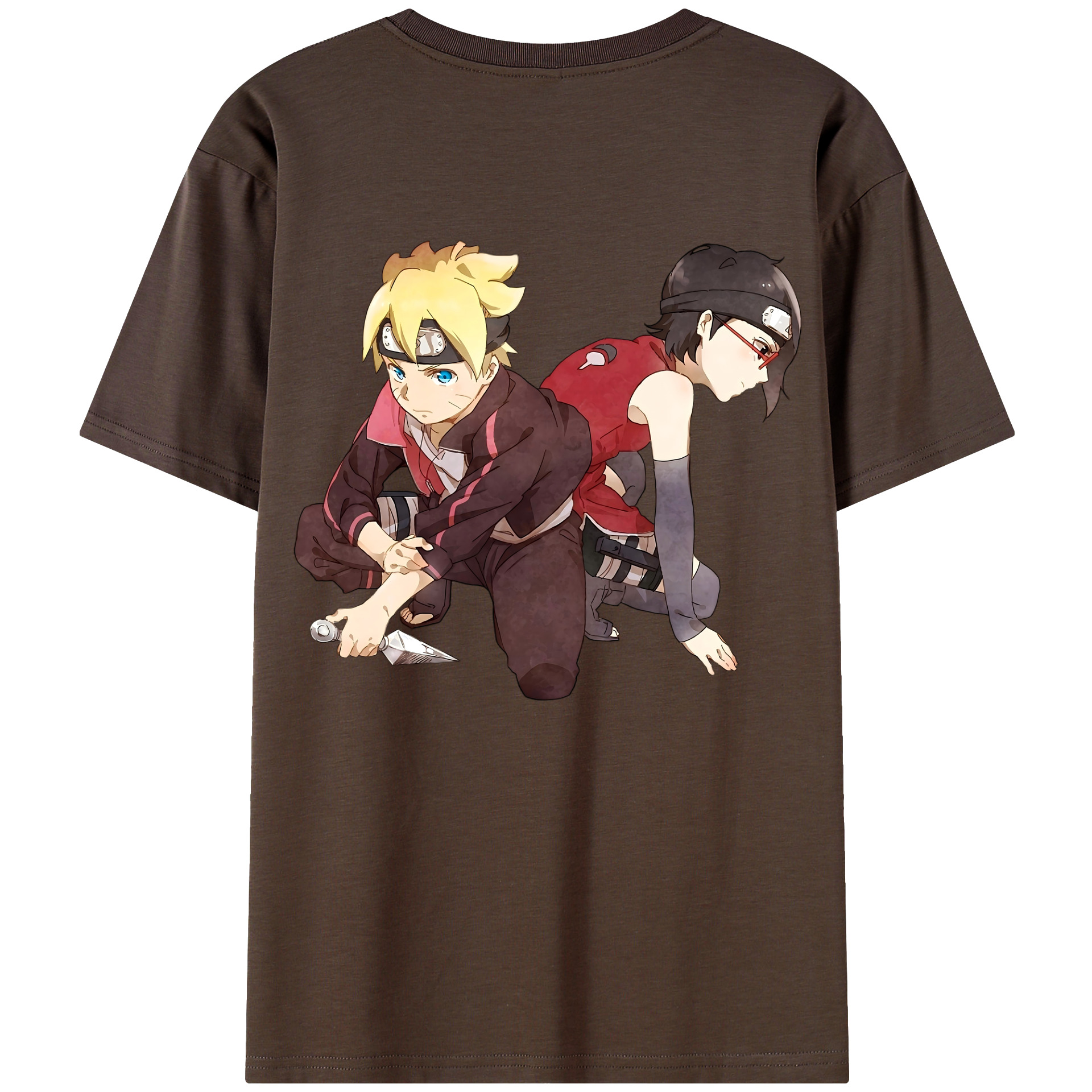 （画像用） NARUTO -ナルト- うちは サラダ Uchiha Sarada 綿100％半袖Tシャツ（背面プリント）