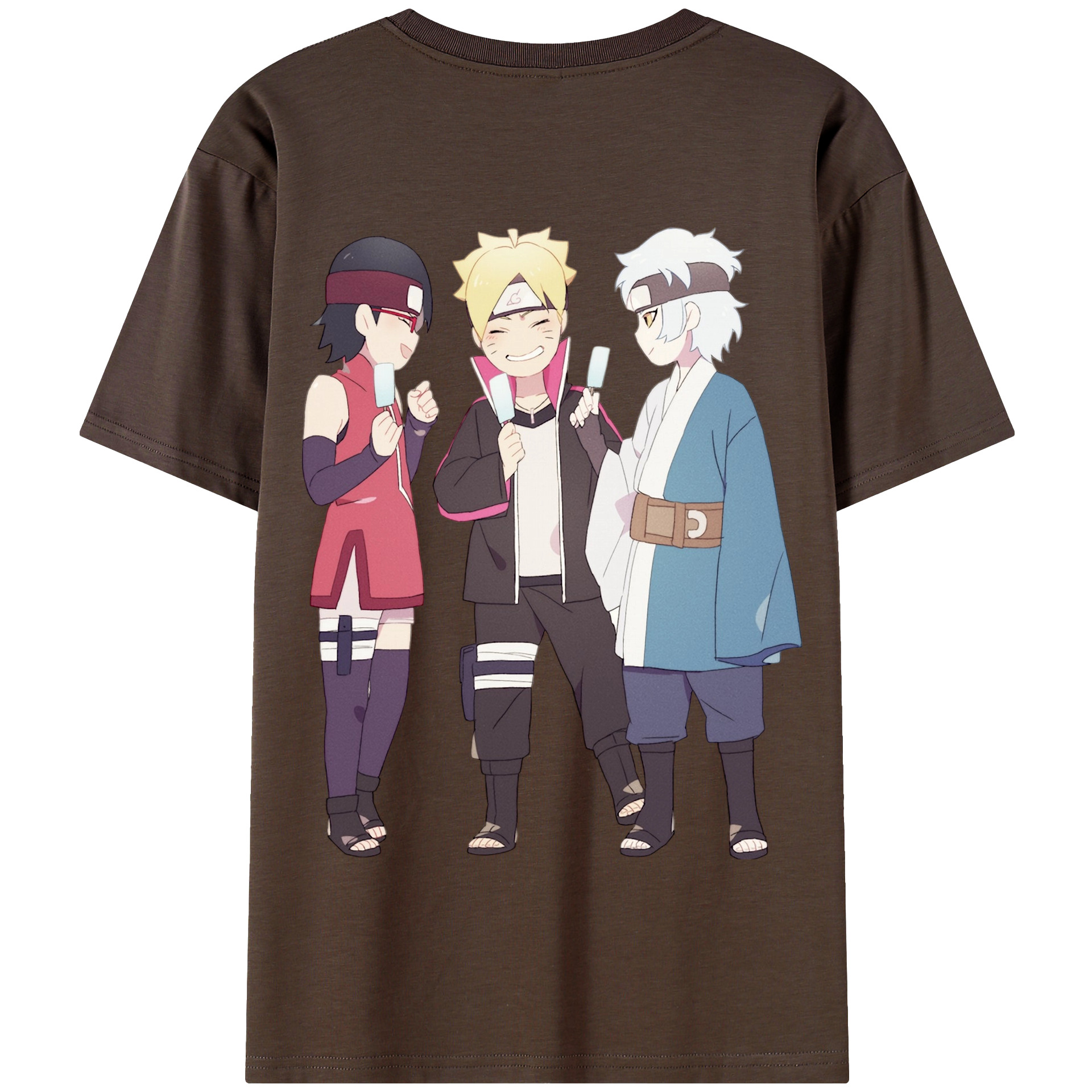 （画像用） NARUTO -ナルト- うちは サラダ Uchiha Sarada 綿100％半袖Tシャツ（背面プリント）