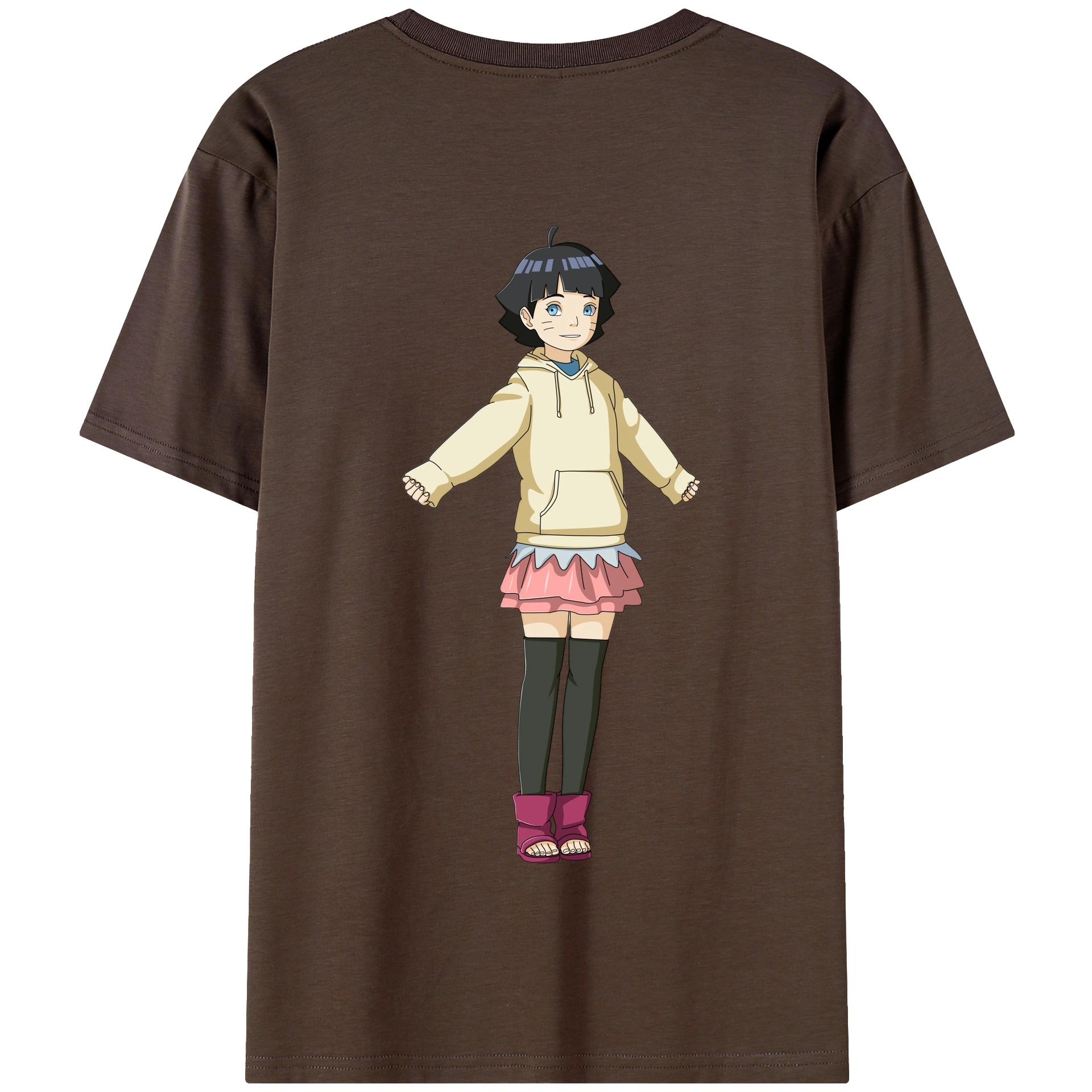 （画像用） NARUTO -ナルト- うずまき ヒマワリ Uzumaki Himawari 綿100％半袖Tシャツ（背面プリント）