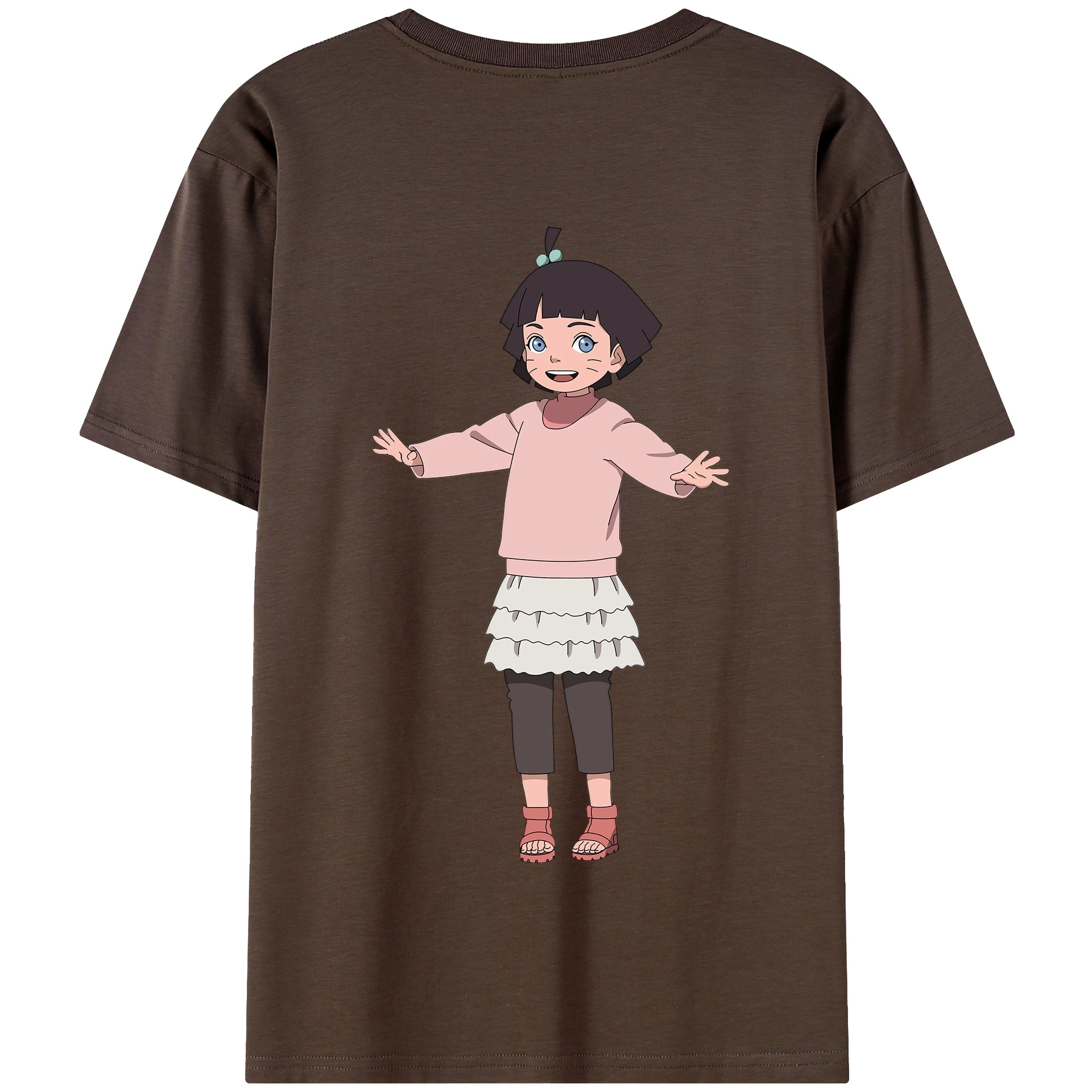 （画像用） NARUTO -ナルト- うずまき ヒマワリ Uzumaki Himawari 綿100％半袖Tシャツ（背面プリント）