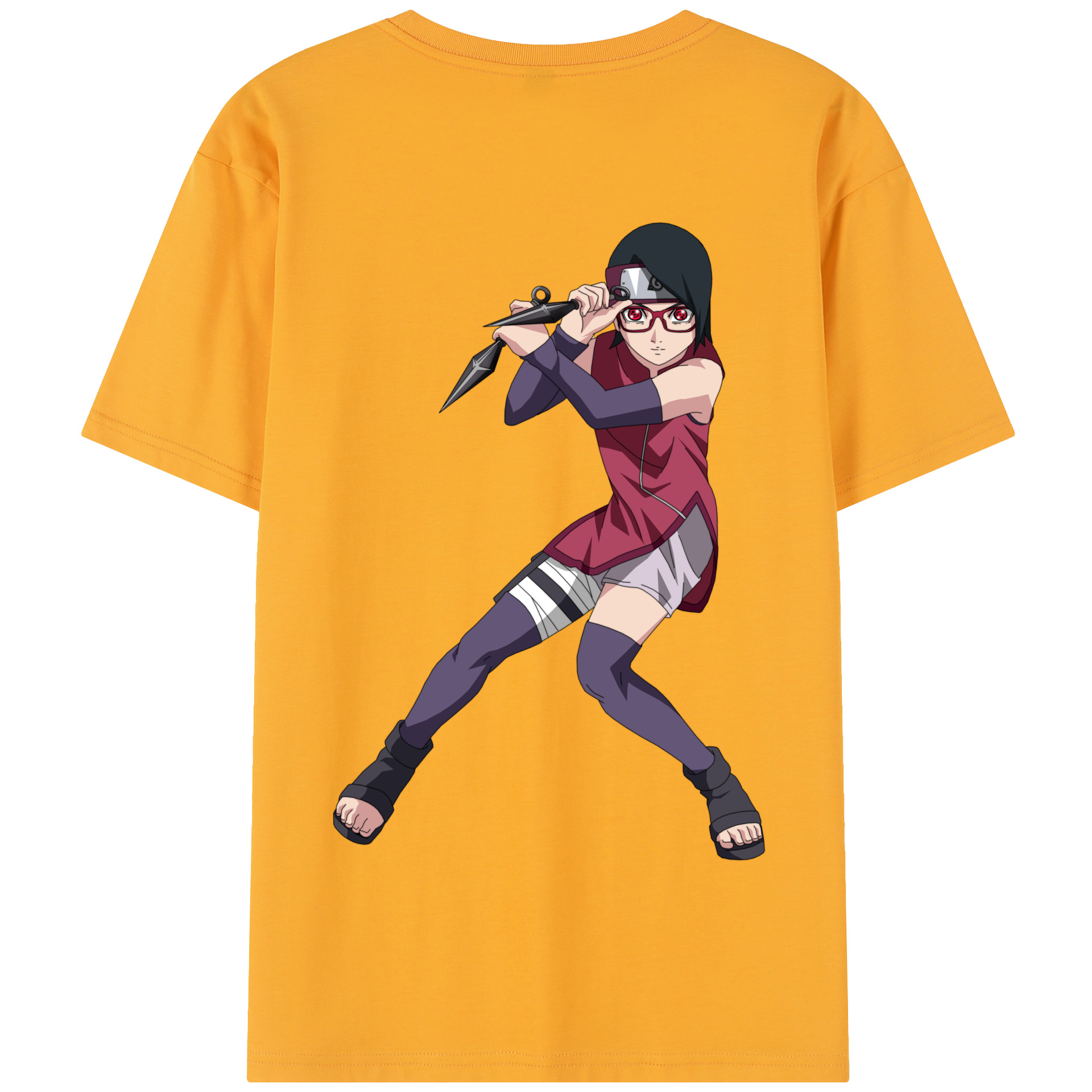 （画像用） NARUTO -ナルト- うちは サラダ Uchiha Sarada 綿100％半袖Tシャツ（背面プリント）