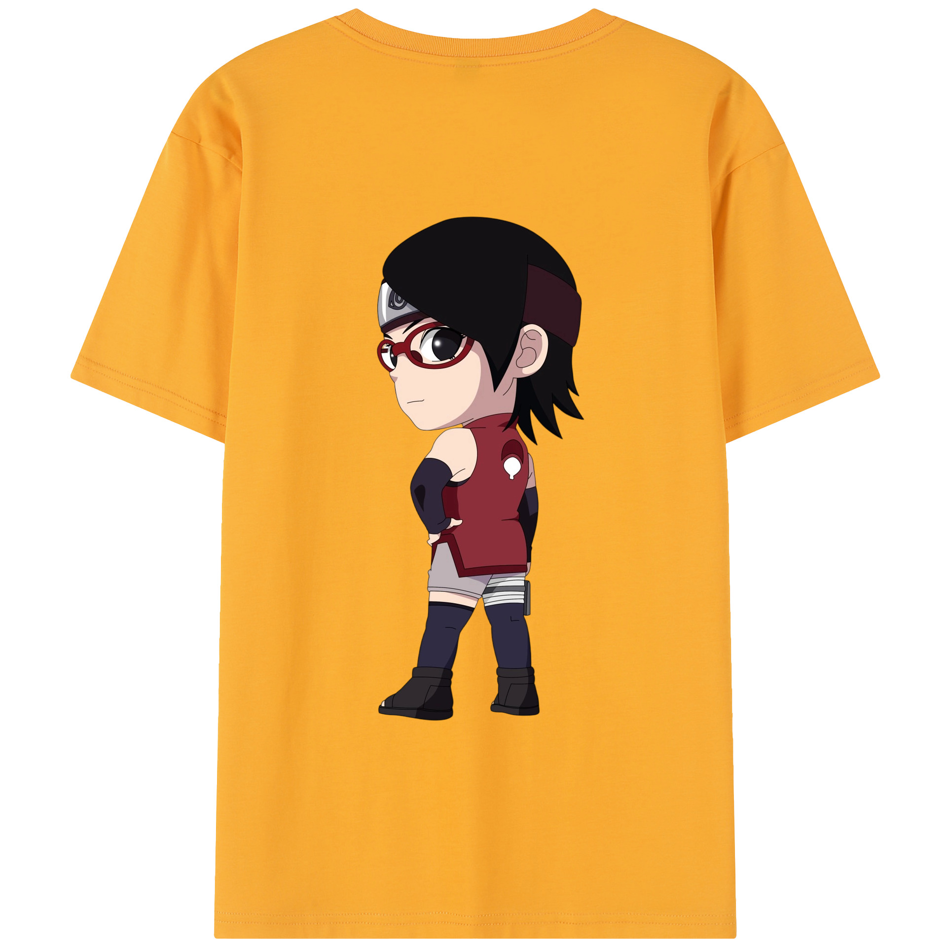（画像用） NARUTO -ナルト- うちは サラダ Uchiha Sarada 綿100％半袖Tシャツ（背面プリント）