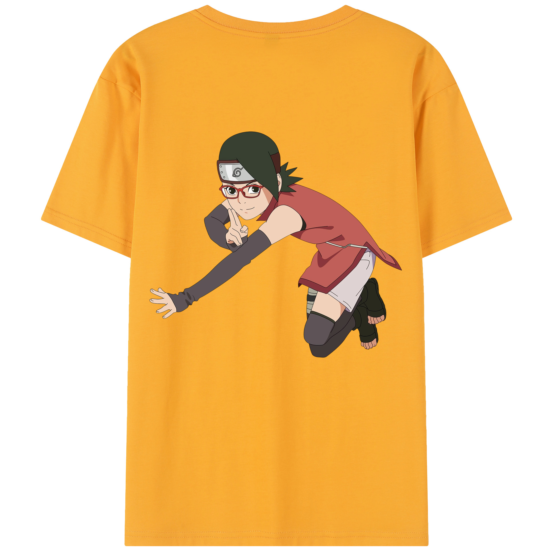 （画像用） NARUTO -ナルト- うちは サラダ Uchiha Sarada 綿100％半袖Tシャツ（背面プリント）