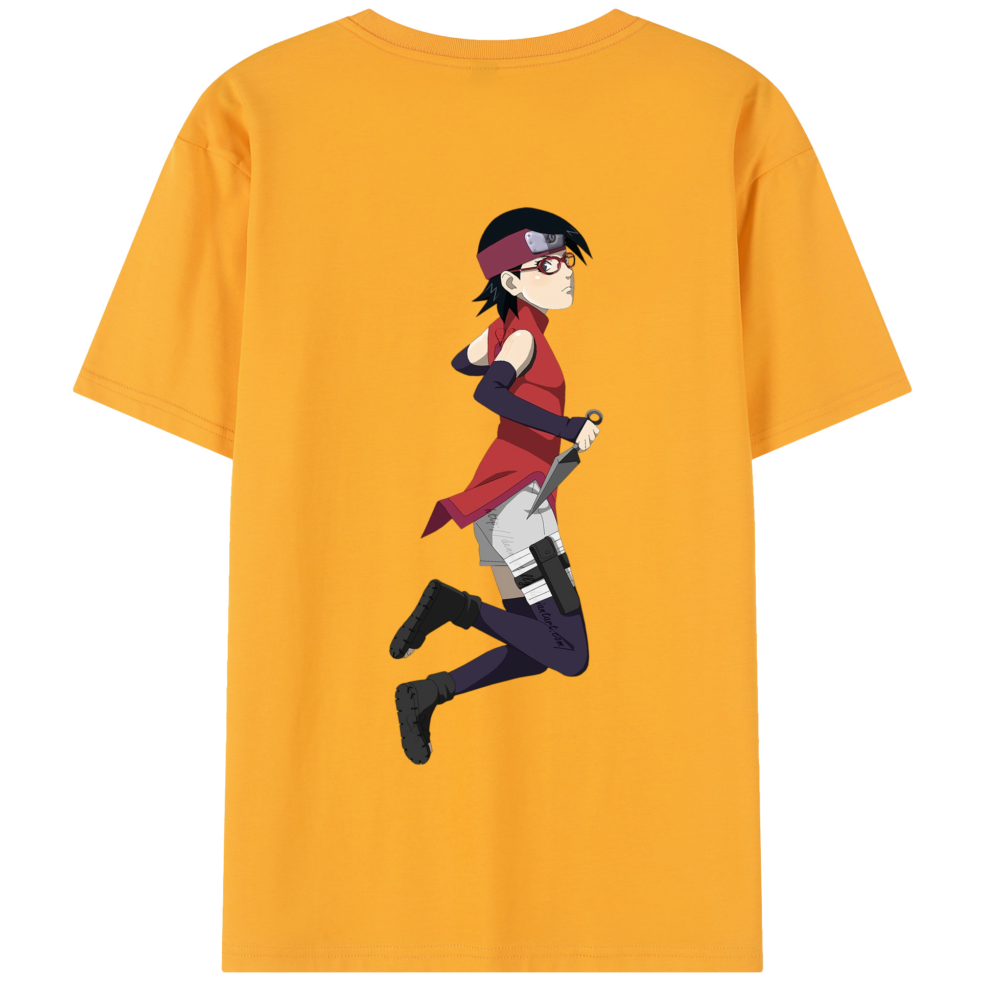 （画像用） NARUTO -ナルト- うちは サラダ Uchiha Sarada 綿100％半袖Tシャツ（背面プリント）