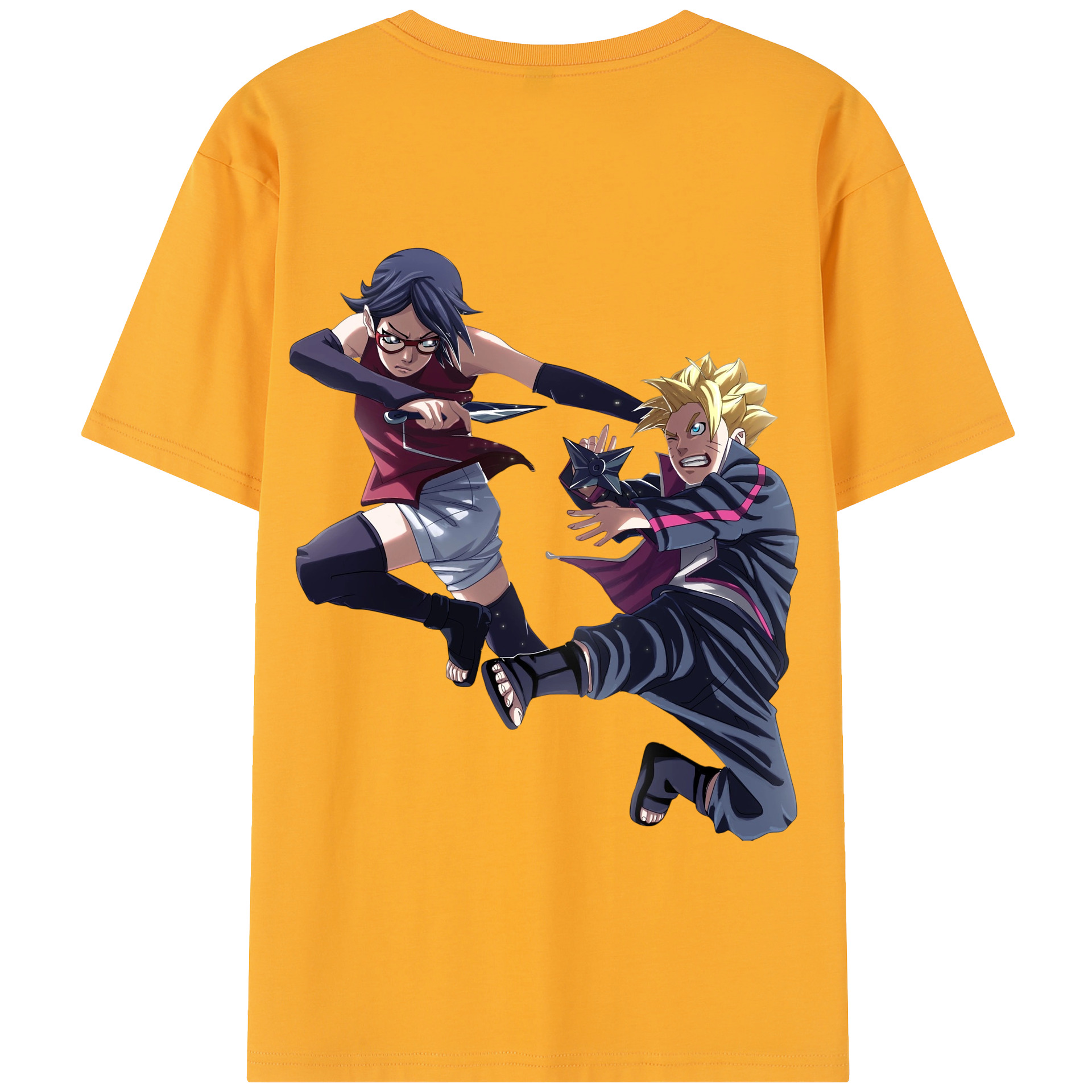 （画像用） NARUTO -ナルト- うちは サラダ Uchiha Sarada 綿100％半袖Tシャツ（背面プリント）