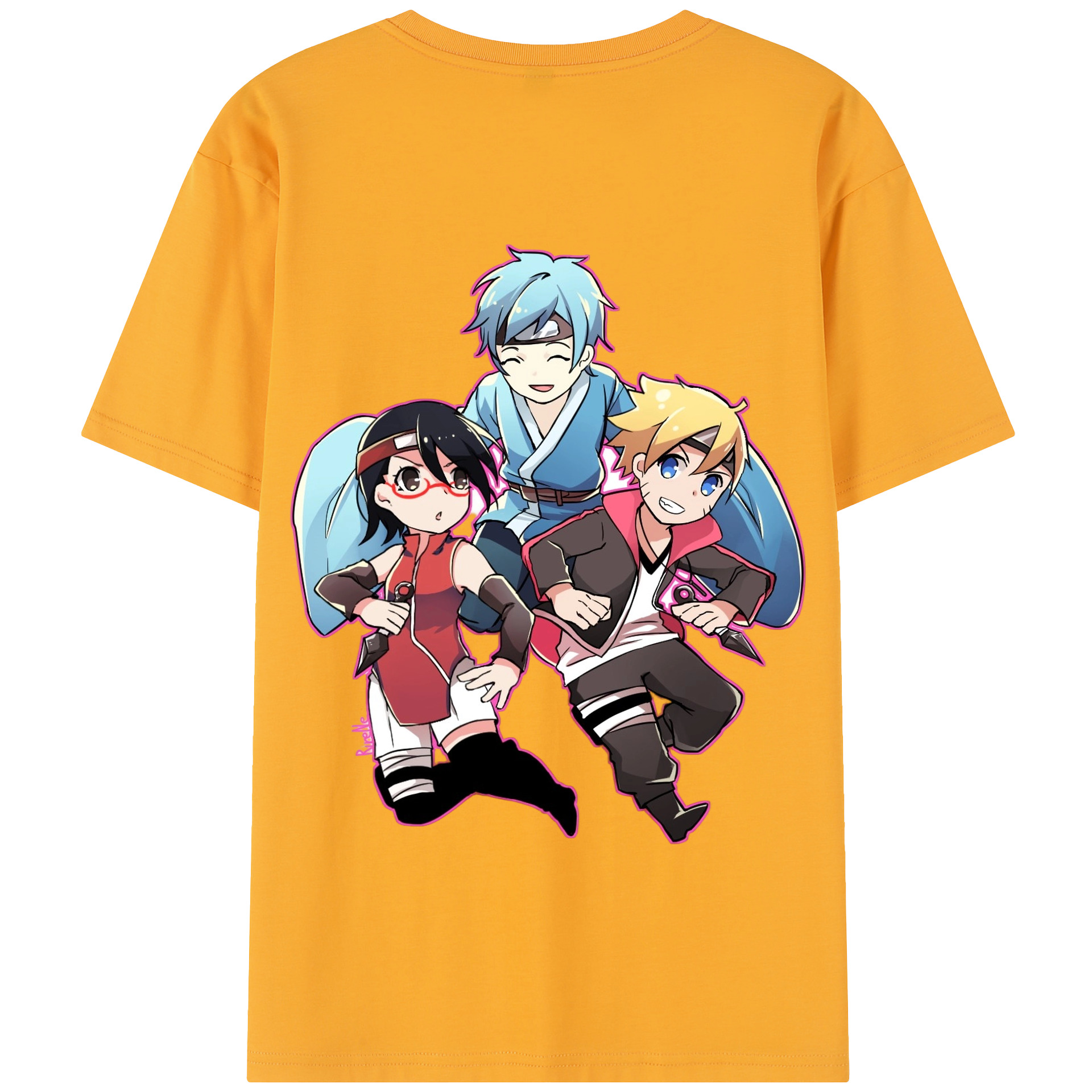 （画像用） NARUTO -ナルト- うちは サラダ Uchiha Sarada 綿100％半袖Tシャツ（背面プリント）