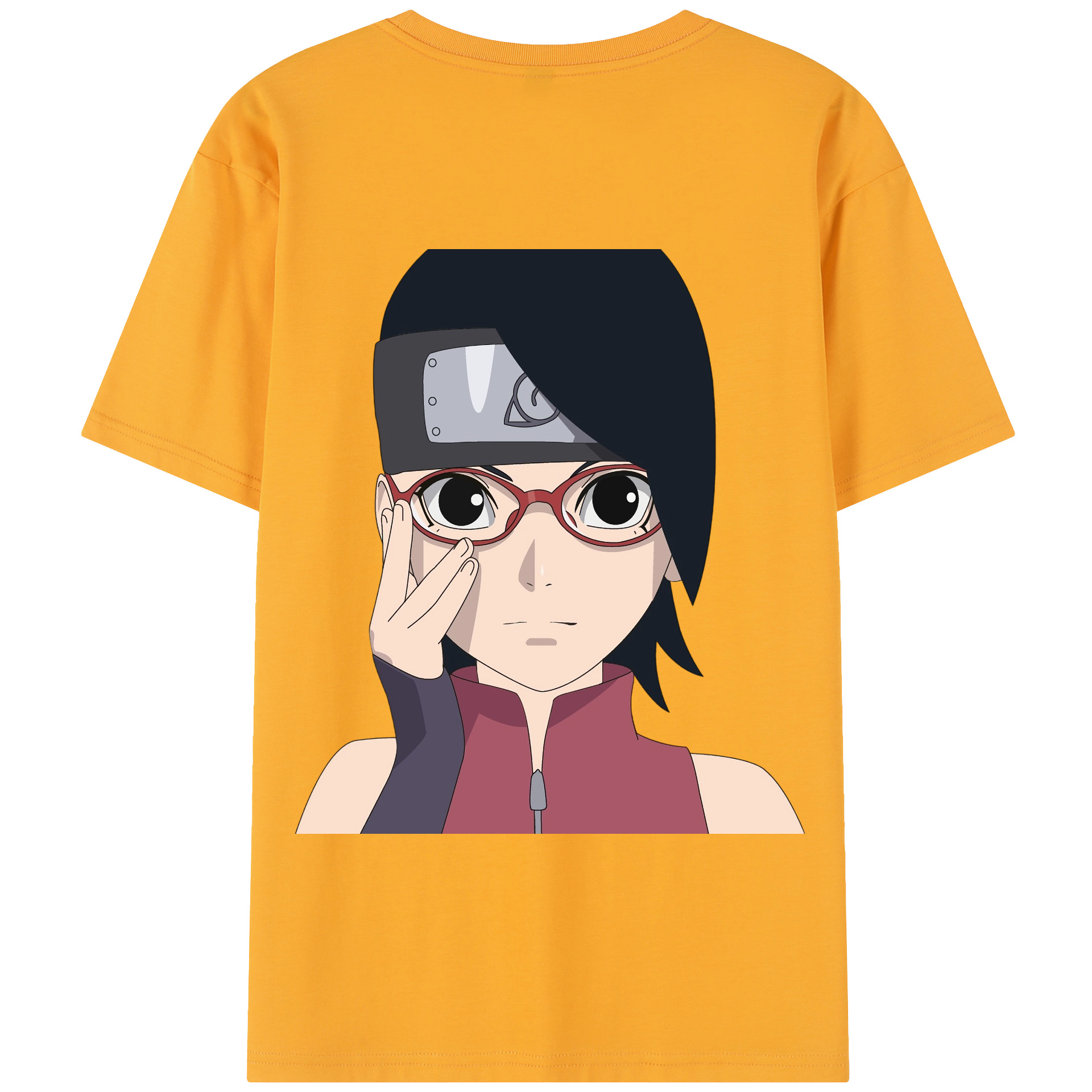 （画像用） NARUTO -ナルト- うちは サラダ Uchiha Sarada 綿100％半袖Tシャツ（背面プリント）