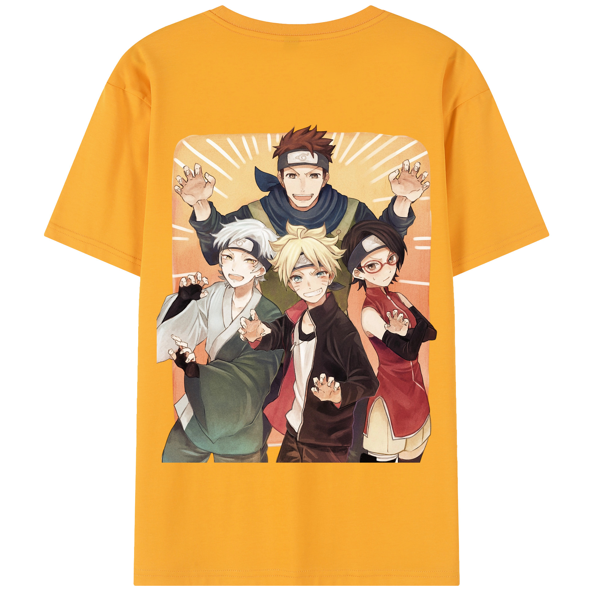 （画像用） NARUTO -ナルト- うちは サラダ Uchiha Sarada 綿100％半袖Tシャツ（背面プリント）