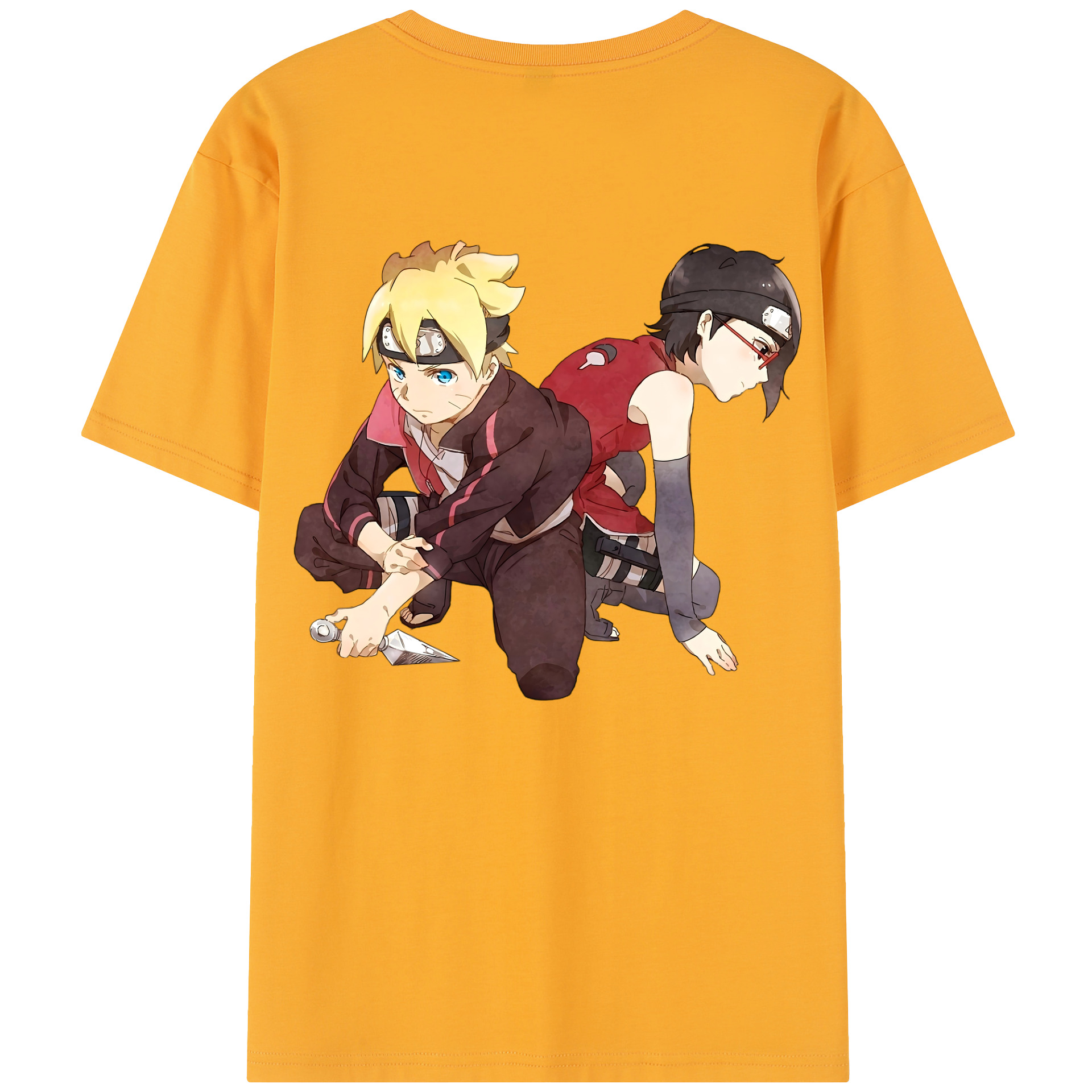 （画像用） NARUTO -ナルト- うちは サラダ Uchiha Sarada 綿100％半袖Tシャツ（背面プリント）