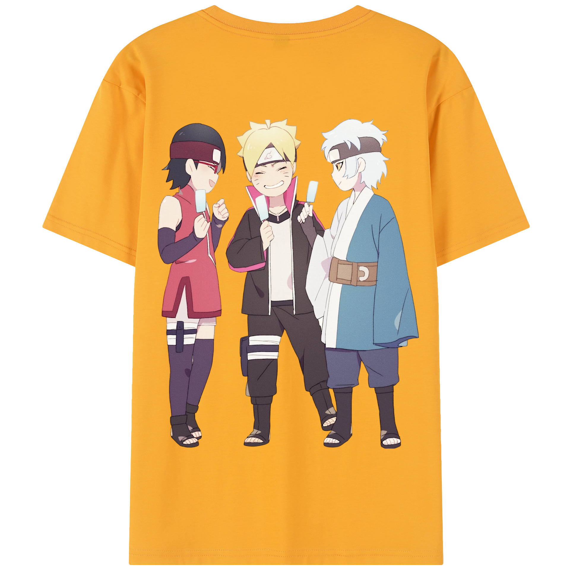 （画像用） NARUTO -ナルト- うちは サラダ Uchiha Sarada 綿100％半袖Tシャツ（背面プリント）