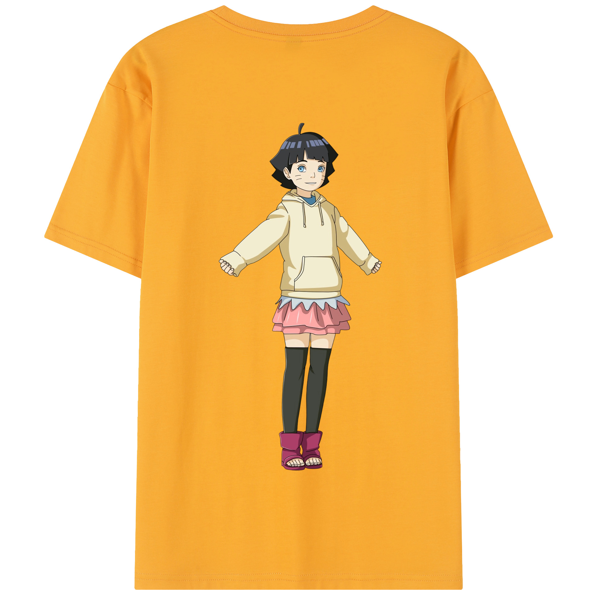 （画像用） NARUTO -ナルト- うずまき ヒマワリ Uzumaki Himawari 綿100％半袖Tシャツ（背面プリント）