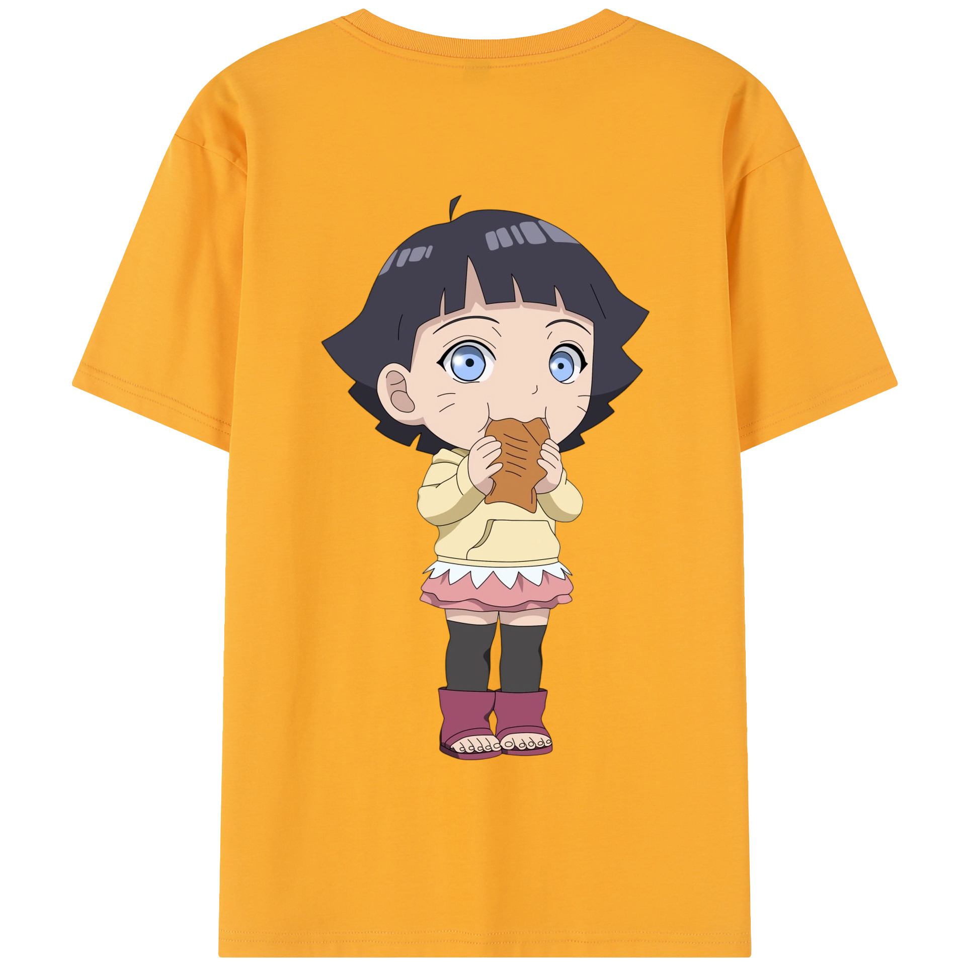 （画像用） NARUTO -ナルト- うずまき ヒマワリ Uzumaki Himawari 綿100％半袖Tシャツ（背面プリント）