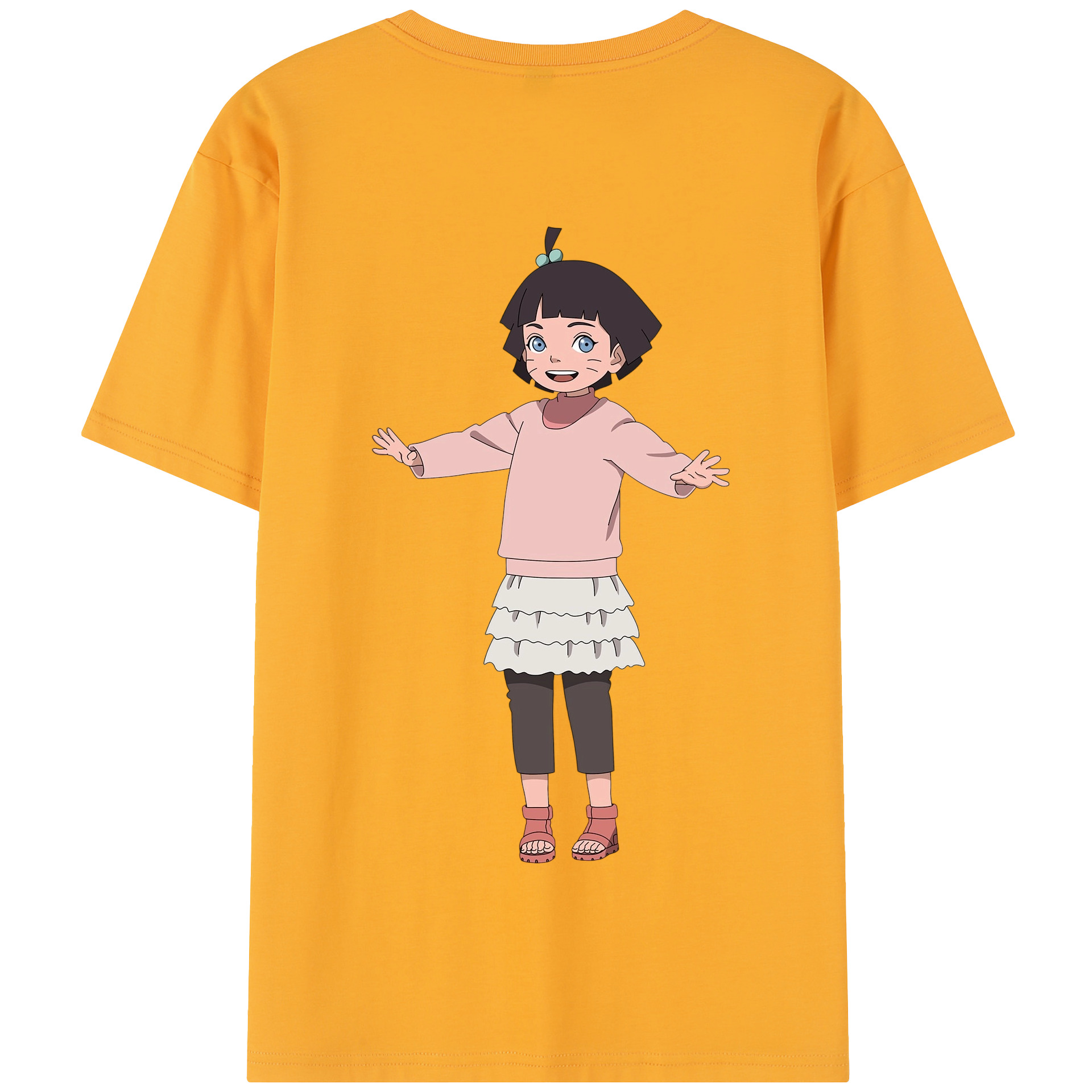 （画像用） NARUTO -ナルト- うずまき ヒマワリ Uzumaki Himawari 綿100％半袖Tシャツ（背面プリント）