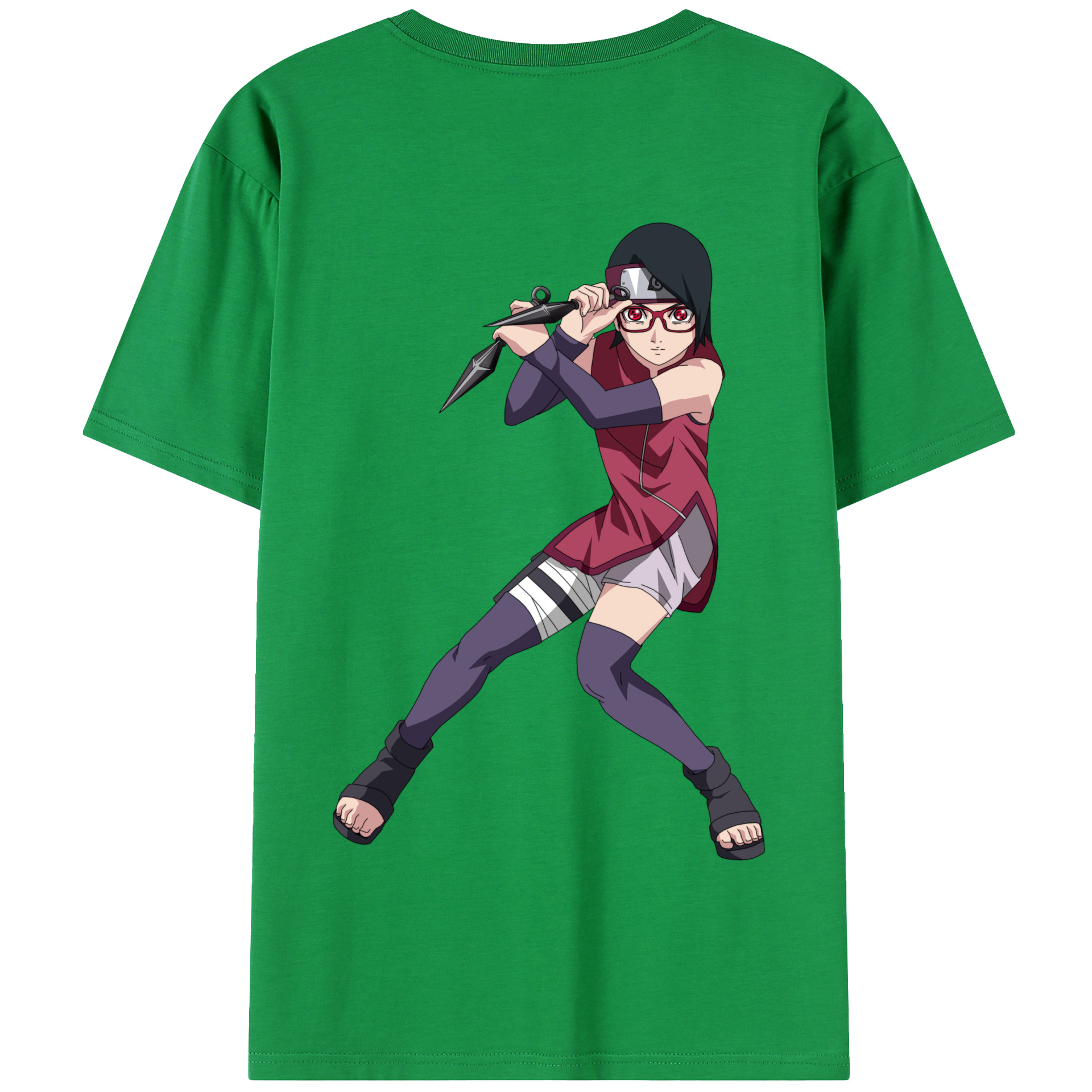 （画像用） NARUTO -ナルト- うちは サラダ Uchiha Sarada 綿100％半袖Tシャツ（背面プリント）