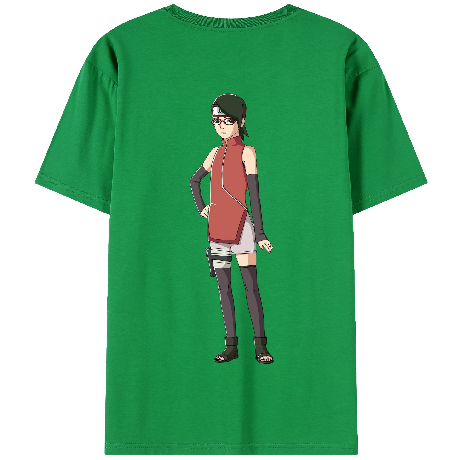 （画像用） NARUTO -ナルト- うちは サラダ Uchiha Sarada 綿100％半袖Tシャツ（背面プリント）
