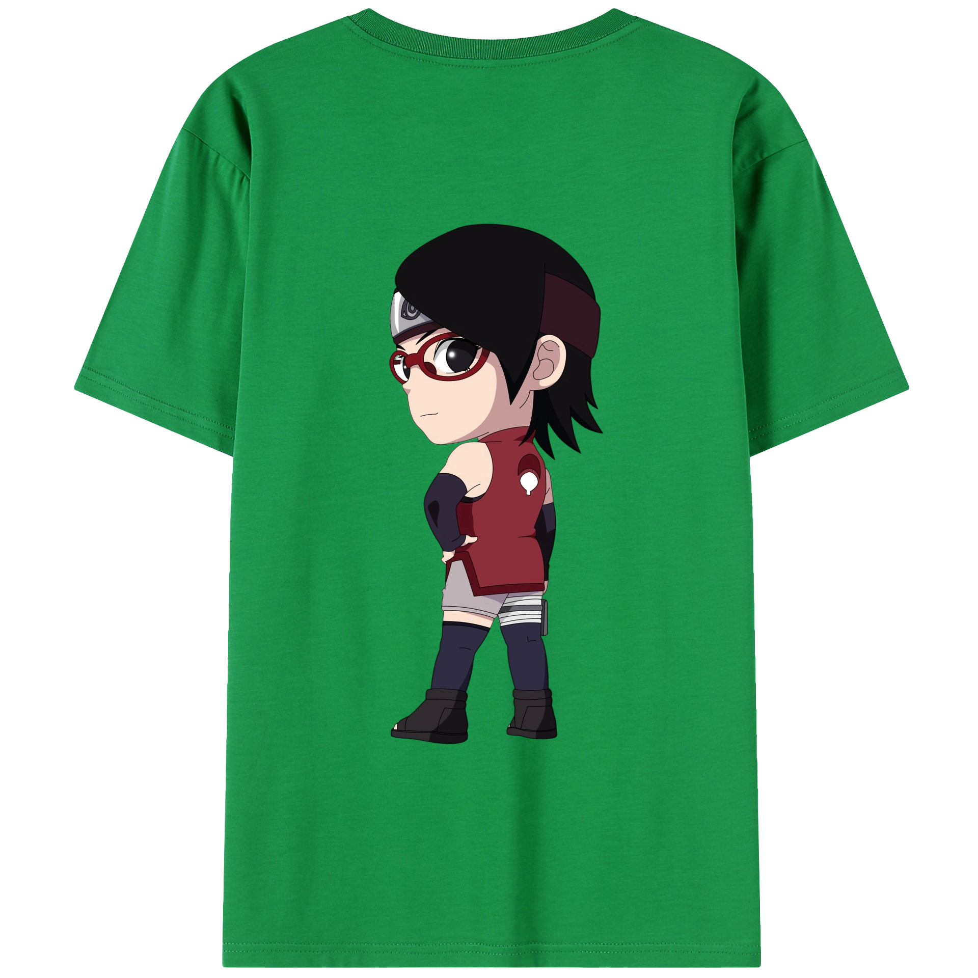 （画像用） NARUTO -ナルト- うちは サラダ Uchiha Sarada 綿100％半袖Tシャツ（背面プリント）