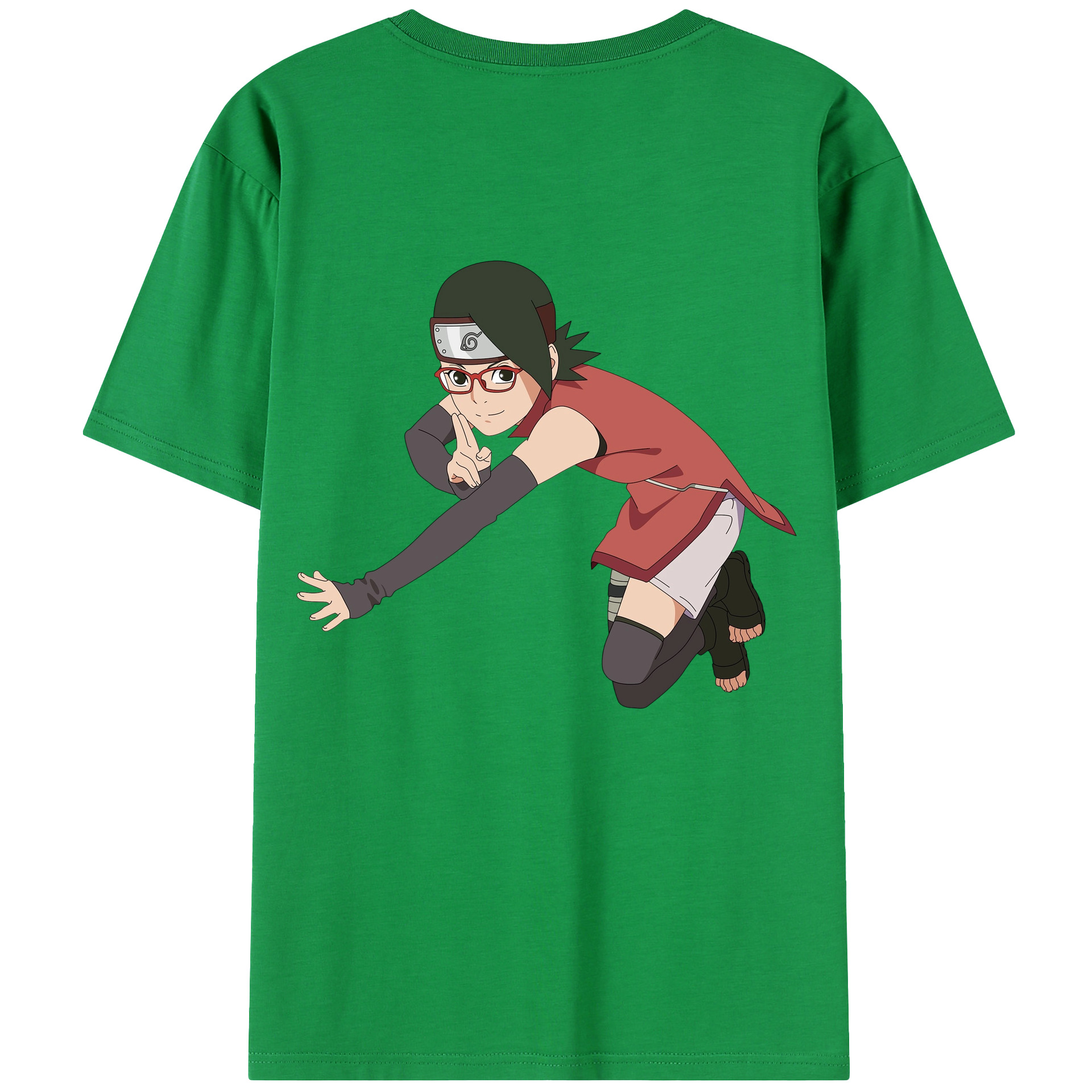 （画像用） NARUTO -ナルト- うちは サラダ Uchiha Sarada 綿100％半袖Tシャツ（背面プリント）